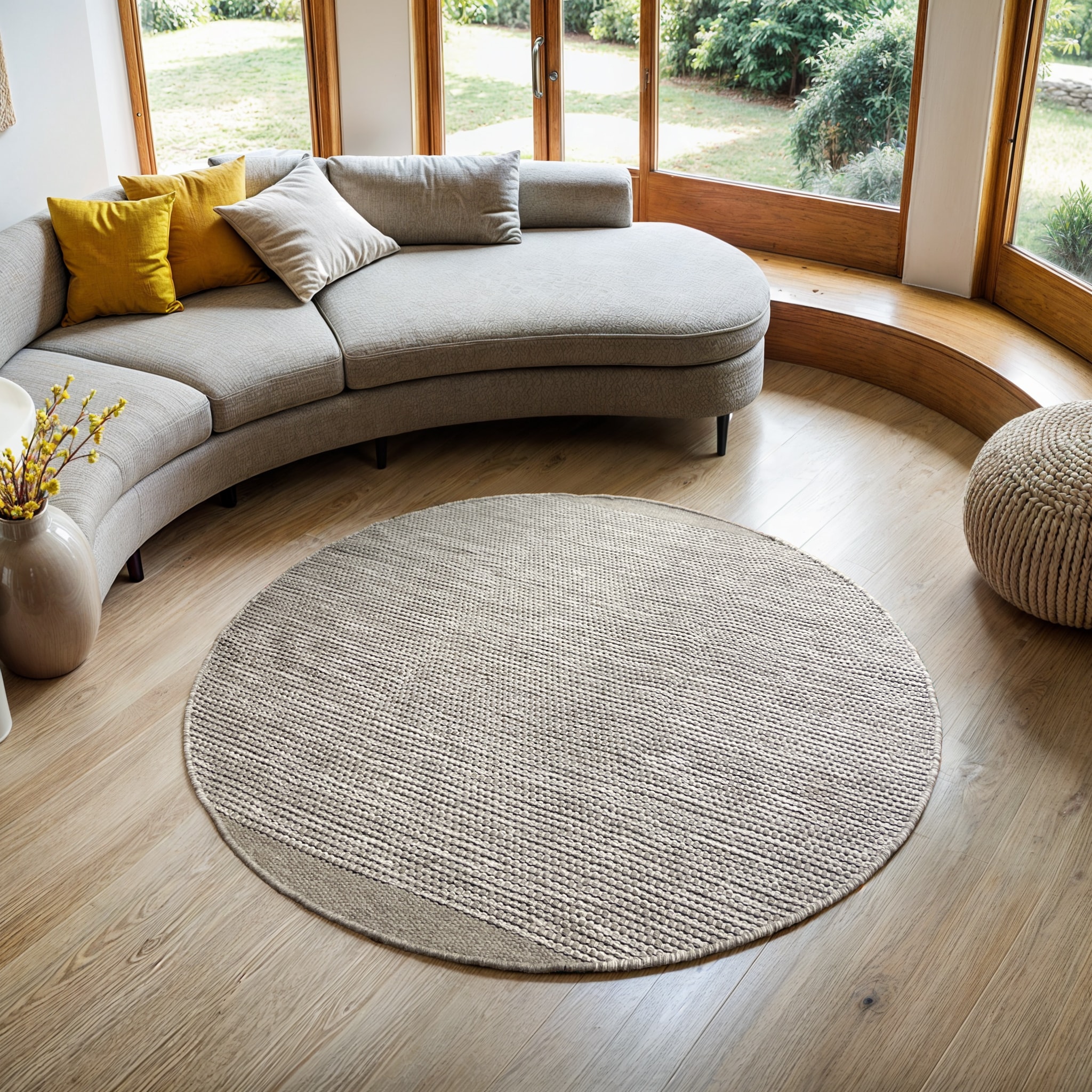 Image of Myflair Möbel & Accessoires Wollteppich "Anisa" rund 10 mm Höhe Wendeteppich, meliert, reine Wolle, handgewebt, Wohnzimmer
