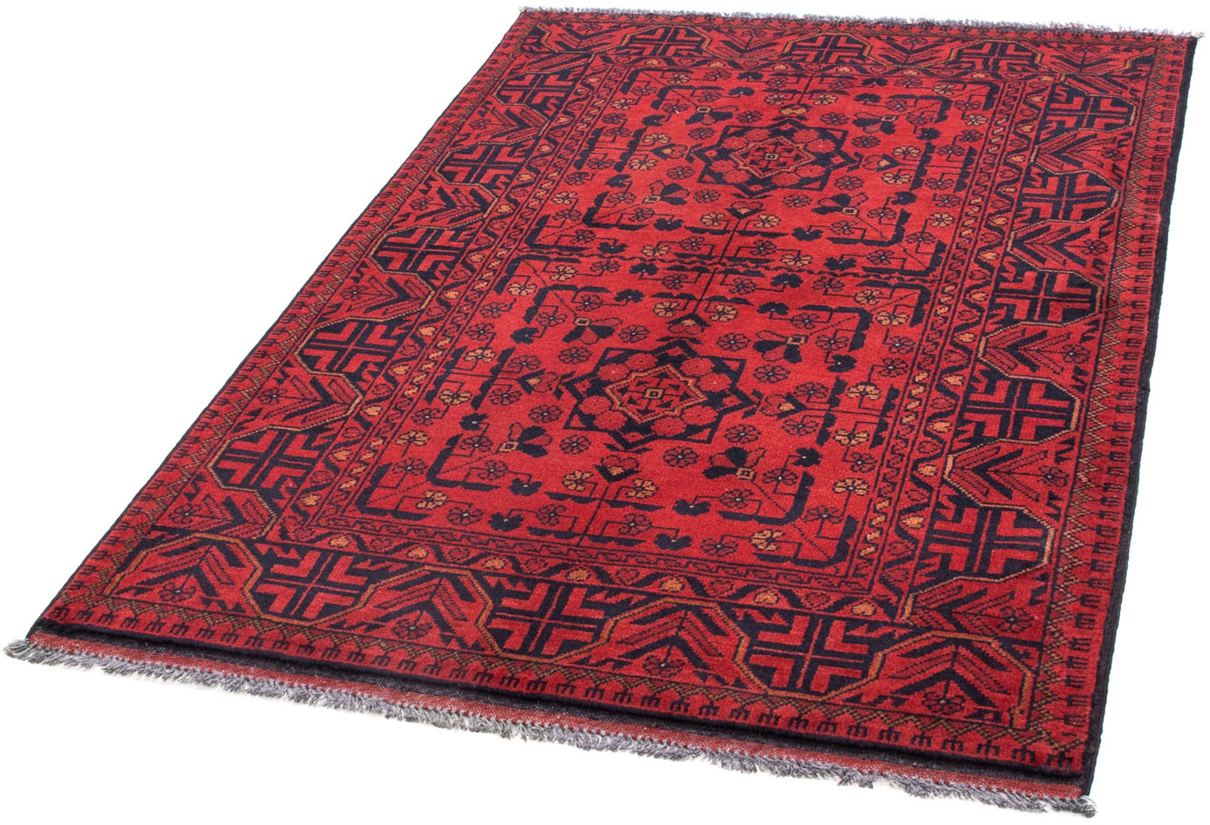 Image of morgenland Orientteppich »Afghan - Kunduz - 144 x 98 cm - dunkelrot«, rechteckig, 7 mm Höhe, Wohnzimmer, Handgeknüpft, Einzelstück mit Zertifikat bei Ackermann Versand Schweiz