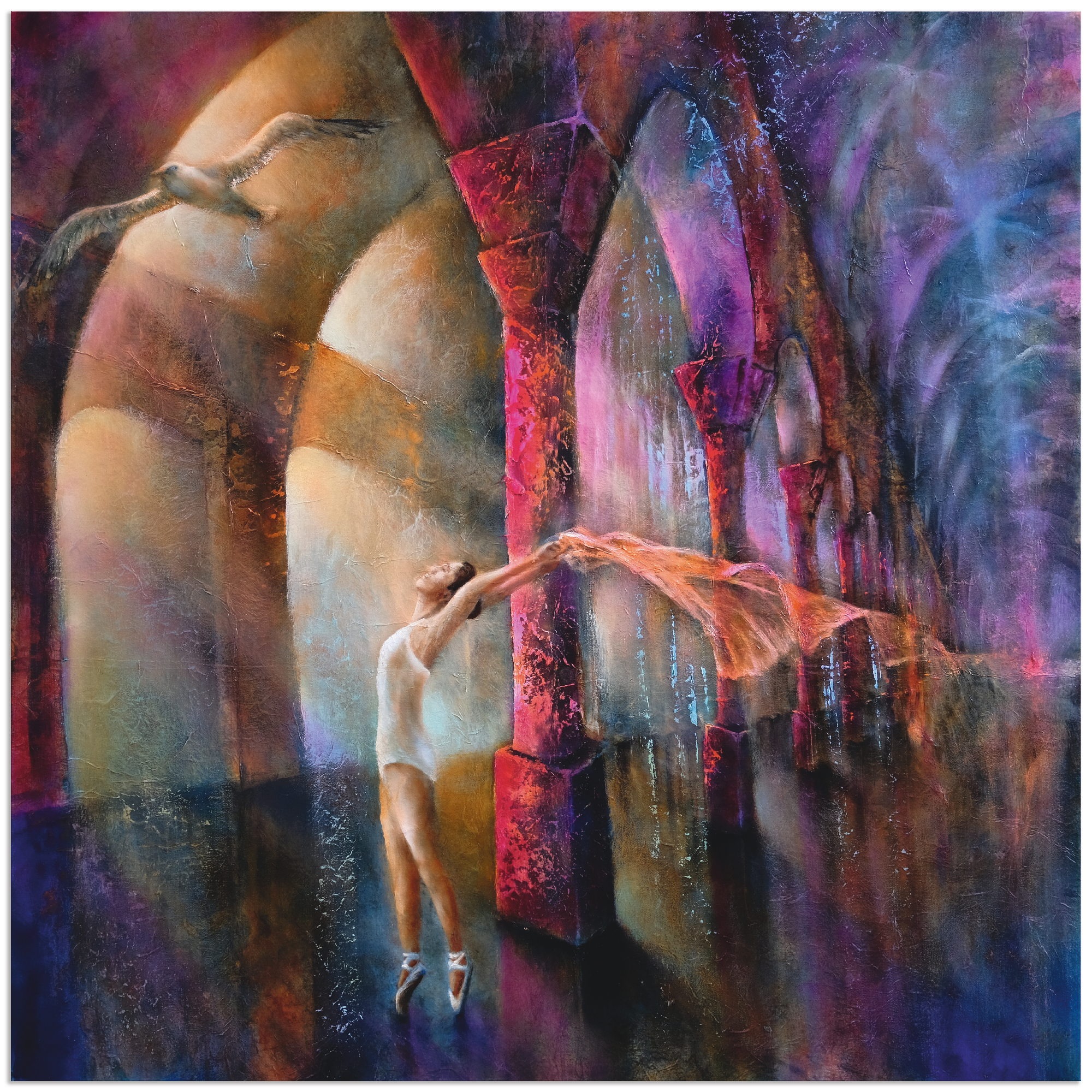 Image of Artland Wandbild »Möwe und Tänzerin«, Frau, (1 St.), in vielen Grössen & Produktarten - Alubild / Outdoorbild für den Aussenbereich, Leinwandbild, Poster, Wandaufkleber / Wandtattoo auch für Badezimmer geeignet bei Ackermann Versand Schweiz