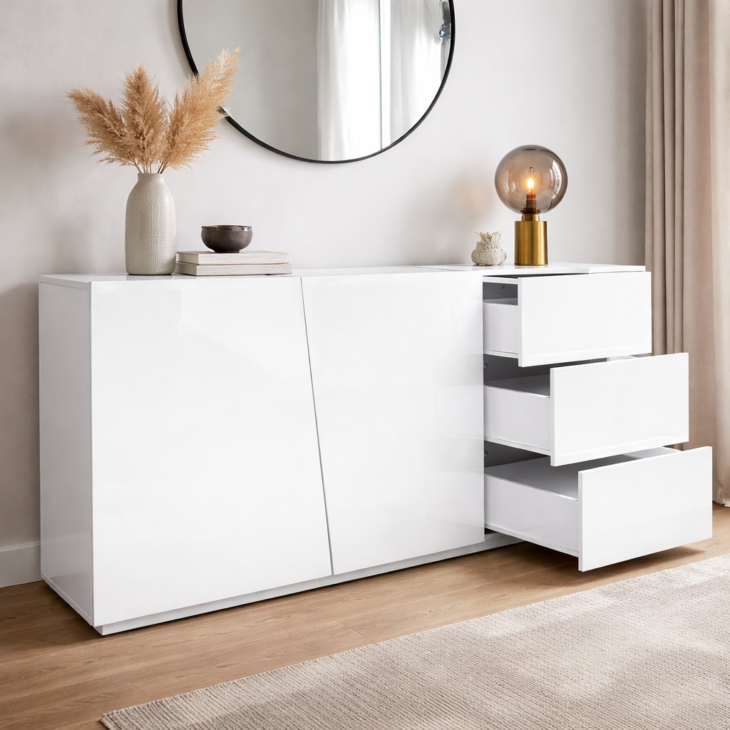 GOODproduct Kommode »San Remo, Kombikommode, Sideboard, mit viel Stauraum, Hochglanz« Moderne Kommode, UV-lackiert, grifflos, push-to-open-Funktion, B=180cm