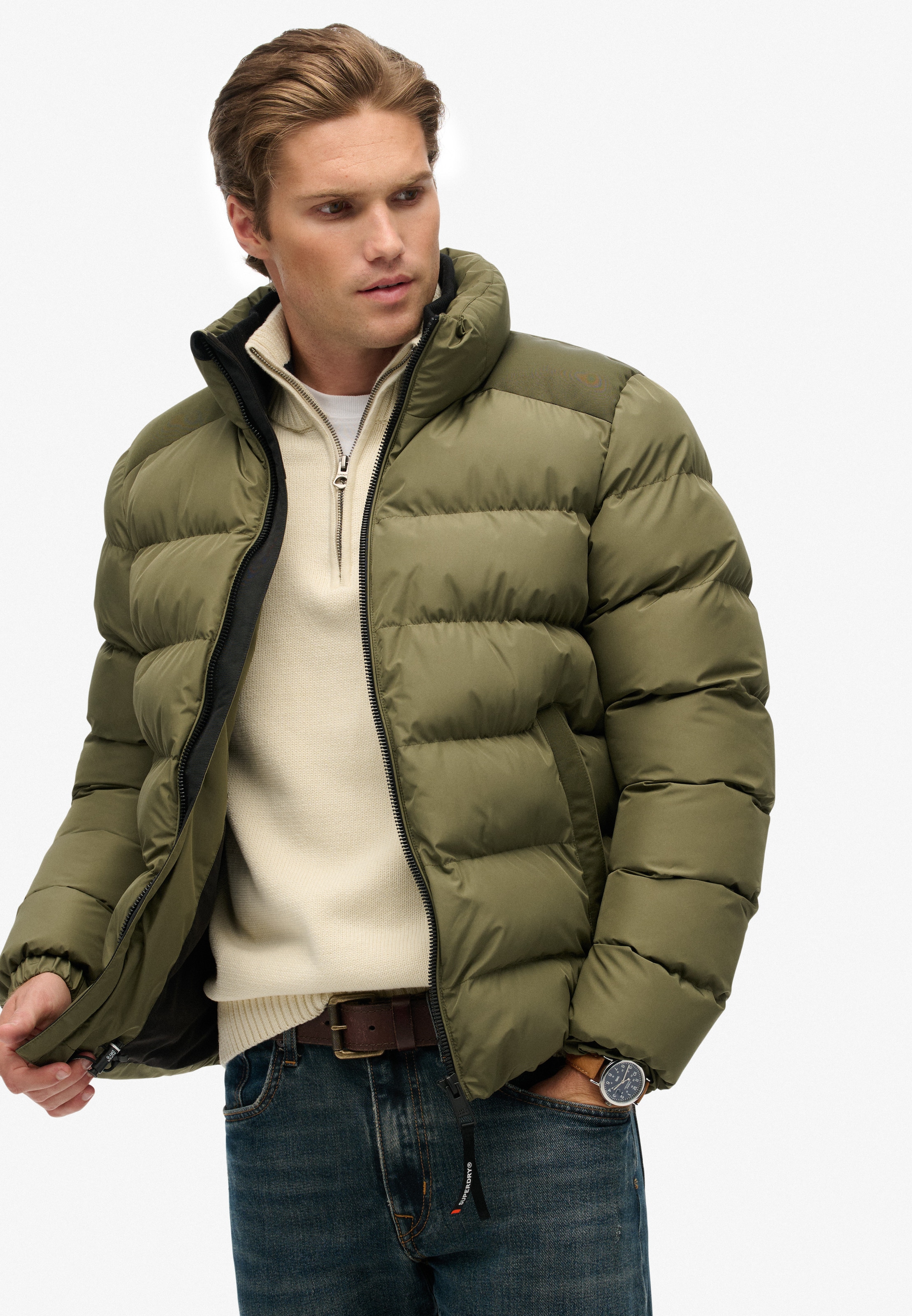 Superdry Steppjacke »SPORTS PUFFER JACKET« ohne Kapuze mit Relaxed Fit
