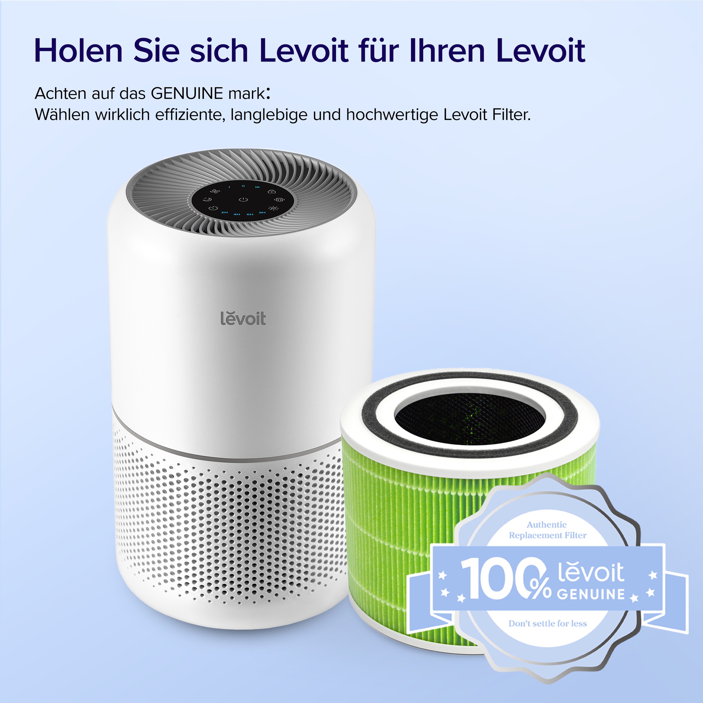Levoit HEPA-Filter 4-Stufen-Filter gegen Schimmel und Bakterien, für Allergiker & Raucher
