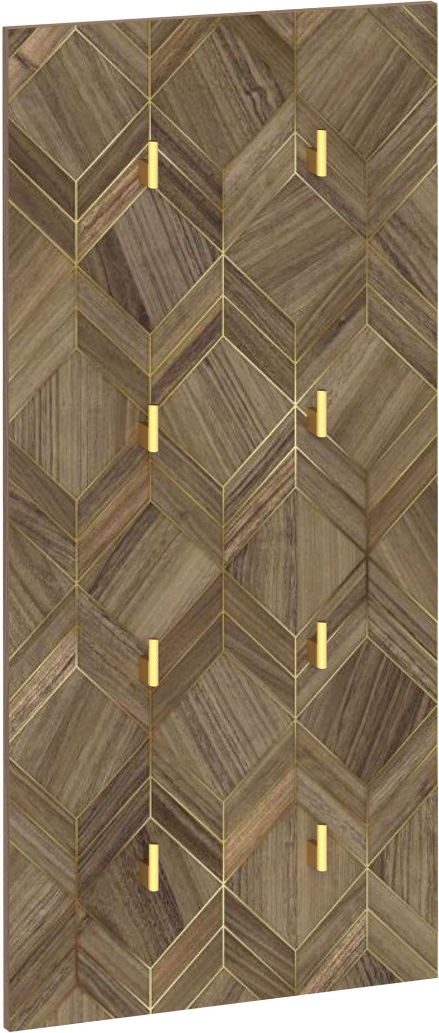Image of Schildmeyer Garderobenpaneel "Glenn Hakenpaneel 490 nussbaum ArtDeco" 1 Stk. tlg. Nussbaum Art-Déco Design mit eleganten Goldakzenten, Made in Germany