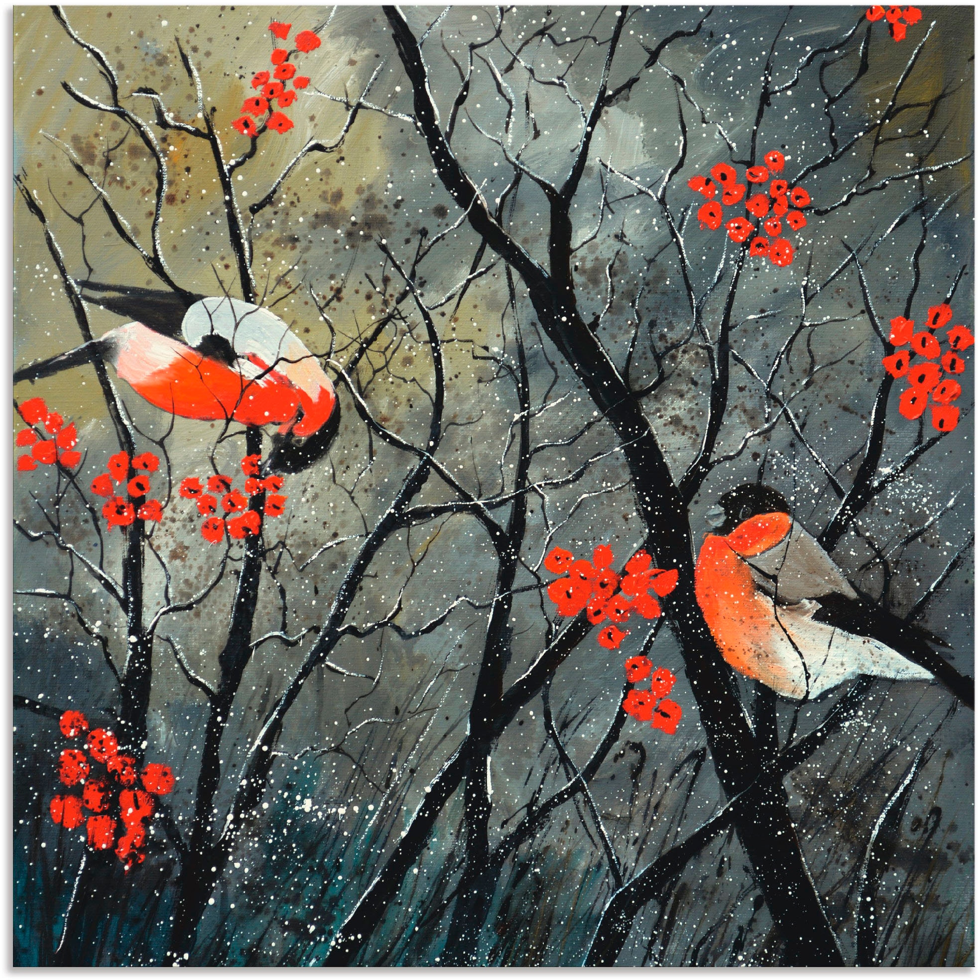 Artland Wandbild versch. Vögel in kaufen Winter«, »rote Leinwandbild, jetzt Wandaufkleber Grössen Vögel, oder im Alubild, Poster (1 als St.)