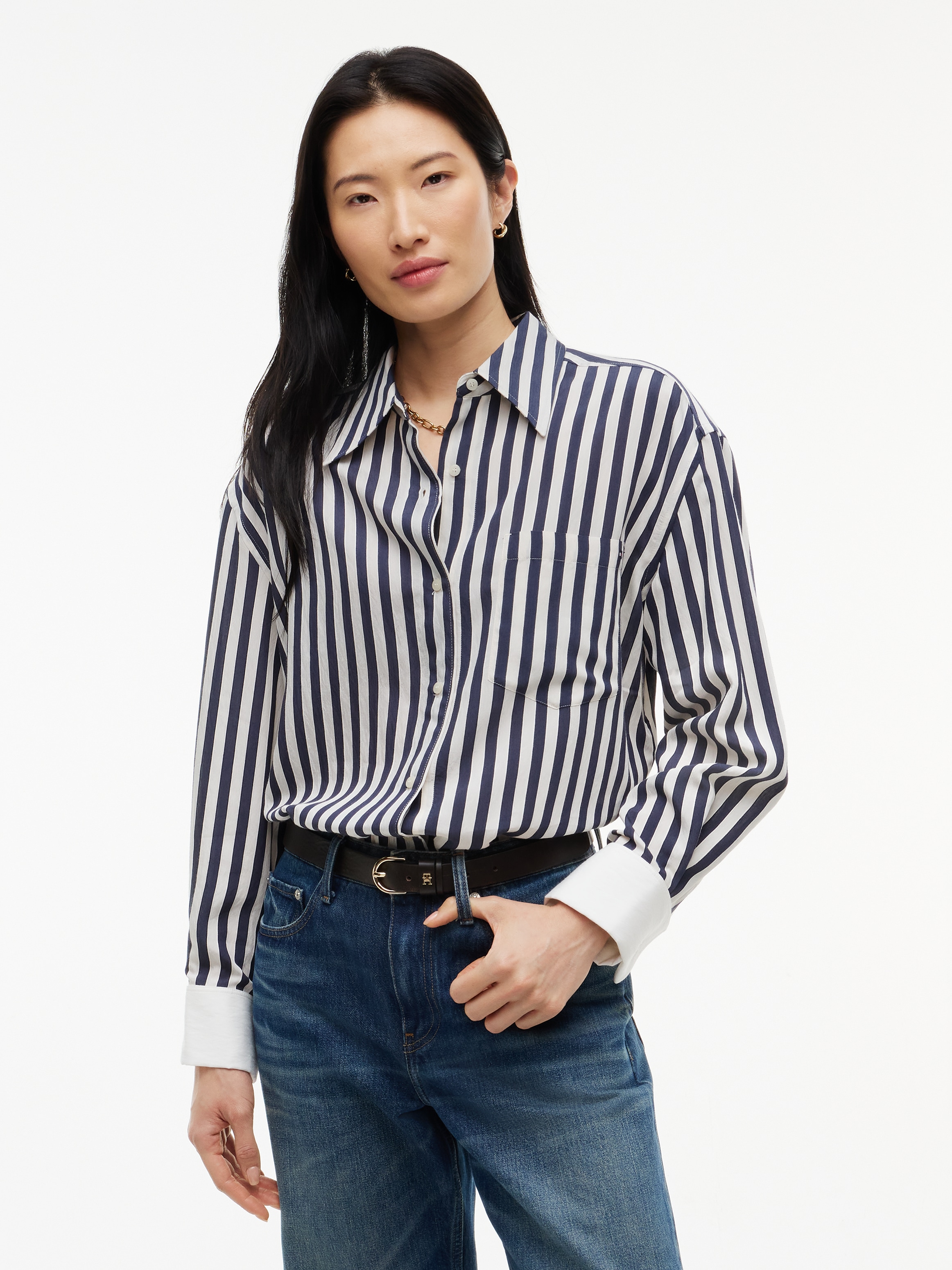 Image of Tommy Hilfiger Langarmbluse "FLUID DOUBLE CUFF SHIRT" Viskosemischung