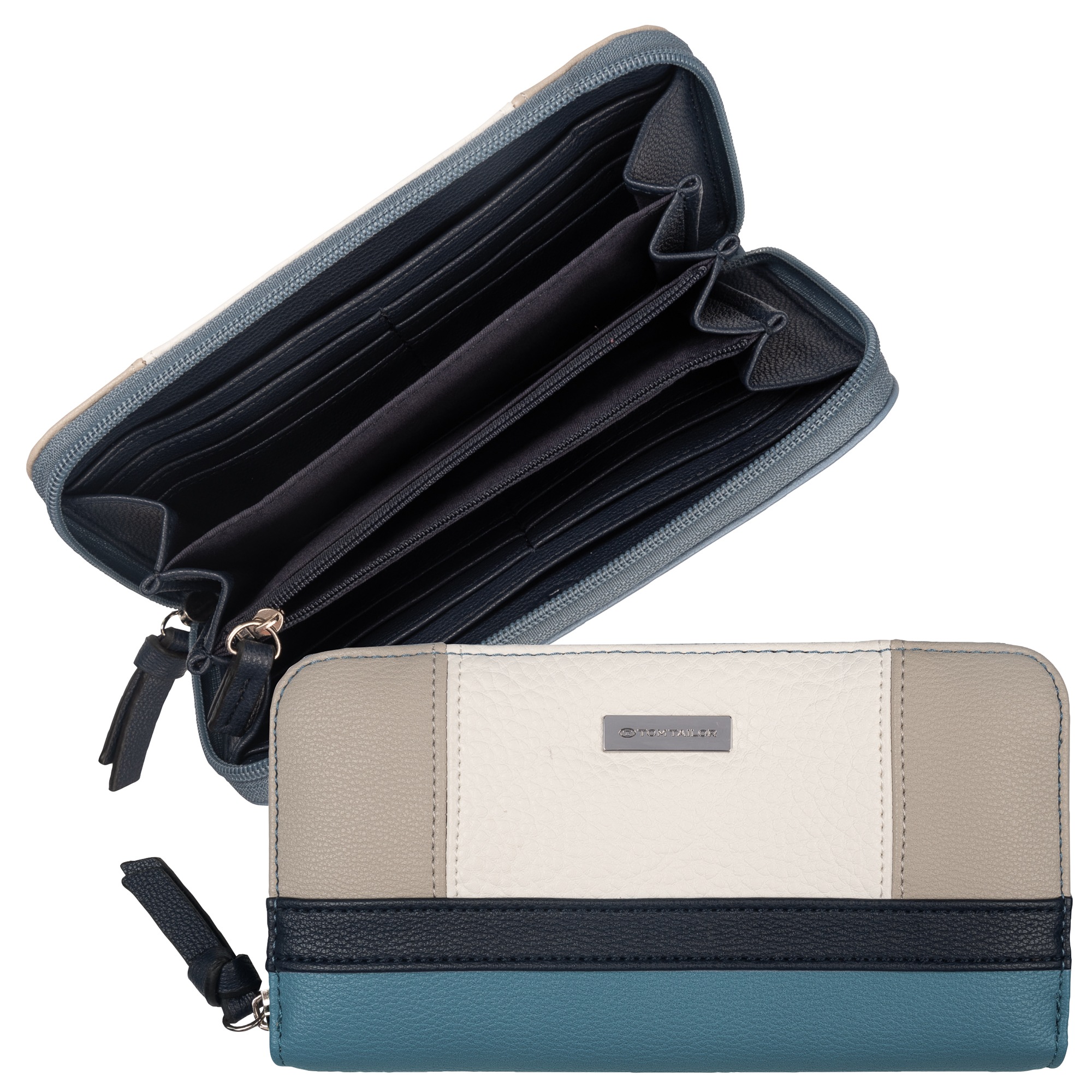 TOM TAILOR Geldbörse "Juna" aus soft genarbtem ledrigen Material mit glänzenden Metall-Accessoires