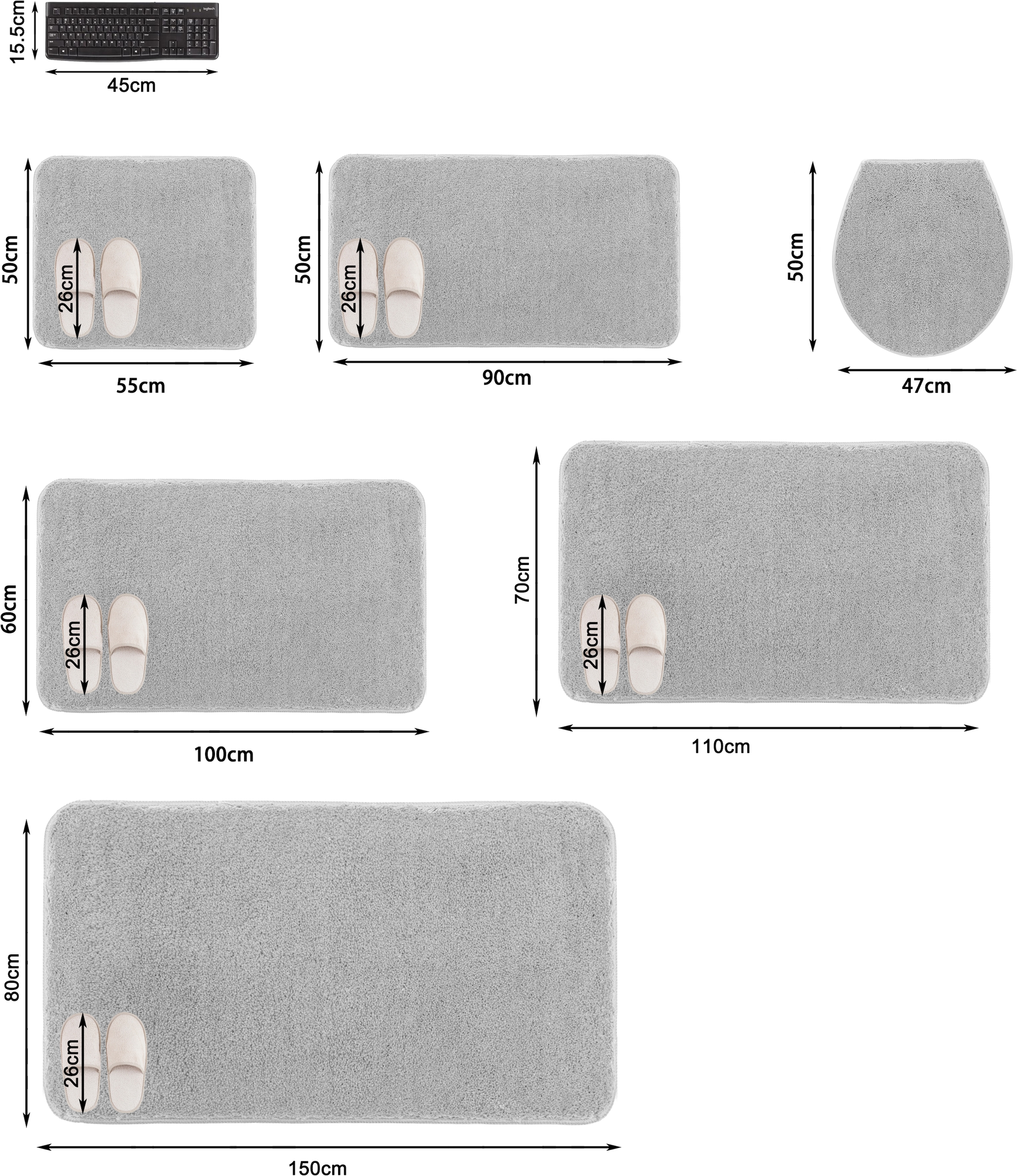 GOODproduct Tapis de bain »Sanremo Premium, Badvorleger, Badezimmer Teppich, sehr weich« Höhe 35 mm revêtement antidérapant Séchage rapide | compatible chauffage au sol tapis de bain, uni, rectangulaire & disponible en set de 3 pièces