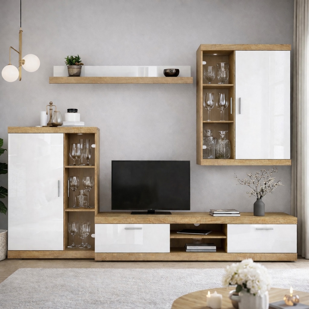 GOODproduct Wohnwand »Cleo 2, Anbauwand, Wohnkombination, Wohnzimmer-Set« 4 Stk. tlg.