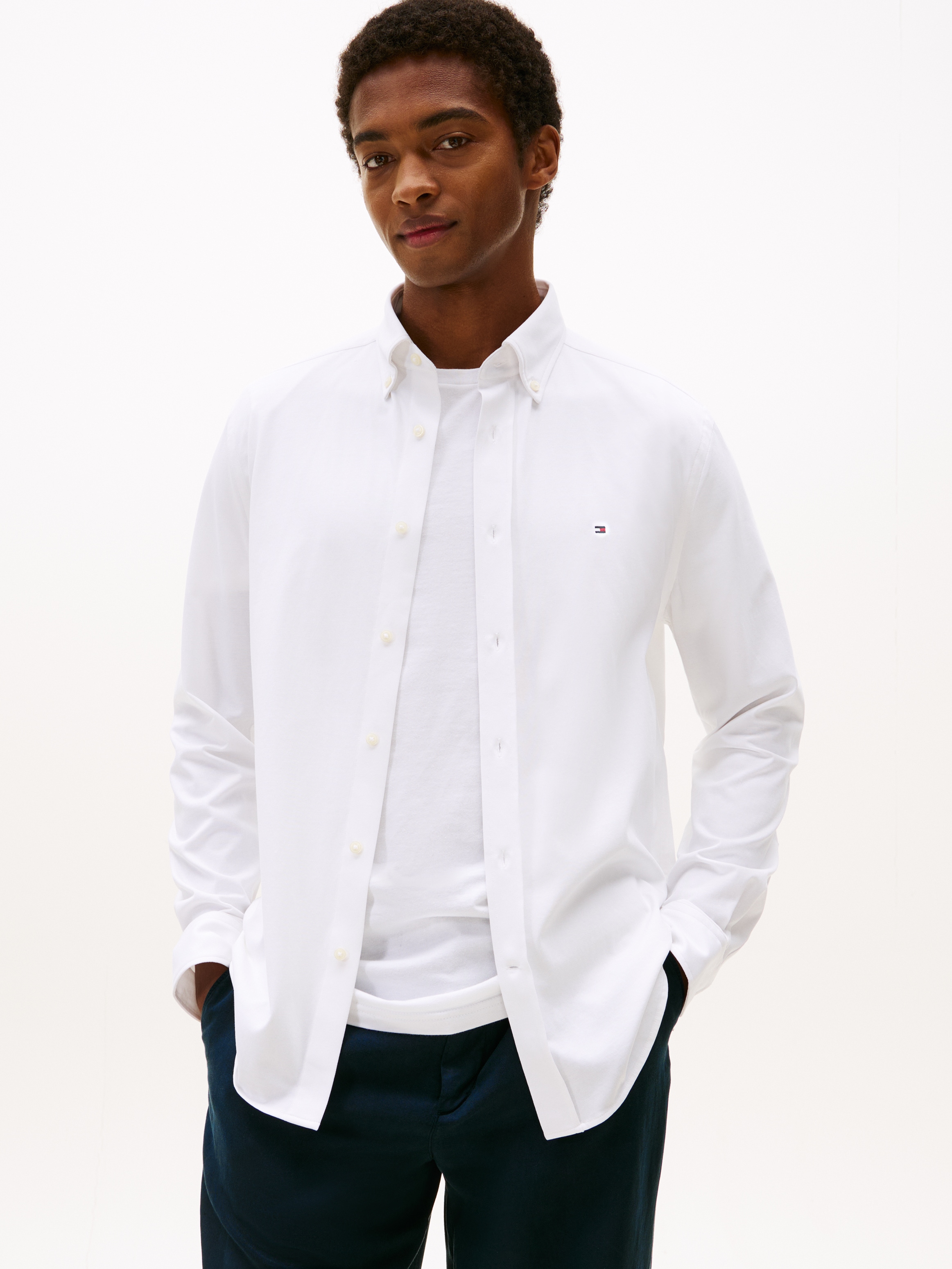 Image of Tommy Hilfiger Langarmhemd "PERFORMANCE KNIT SOLID LS SHIRT"