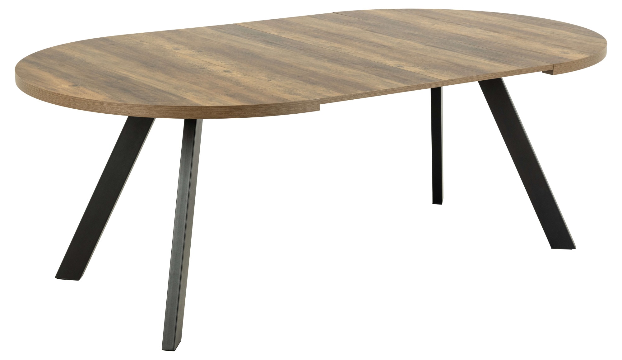 ACTONA GROUP Esstisch »Zalida Esszimmertisch, rund,« Eichenoptik, schwarze Stahlbeine, Verlängerungsplatten T: 120/210 cm