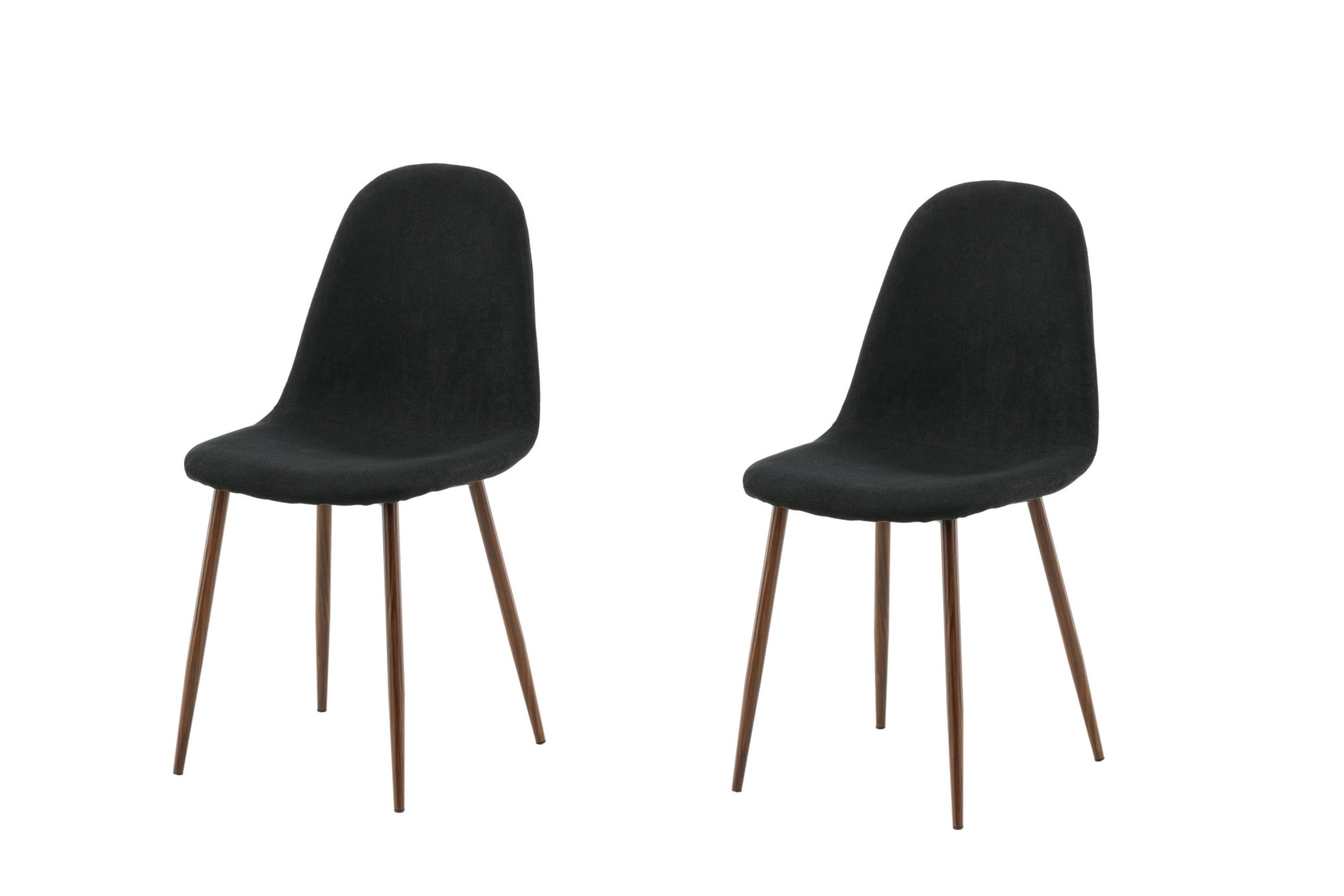 Image of Venture Home Esszimmerstuhl "Polar, 2er-Set Esszimmerstühle in Schwarz-Stoff, Walnussbeine, 150 kg" () 2 Stk.Polsterstuhl, Stoffbezug, Walnuss-Optik-Beine, abgerundet, einladend