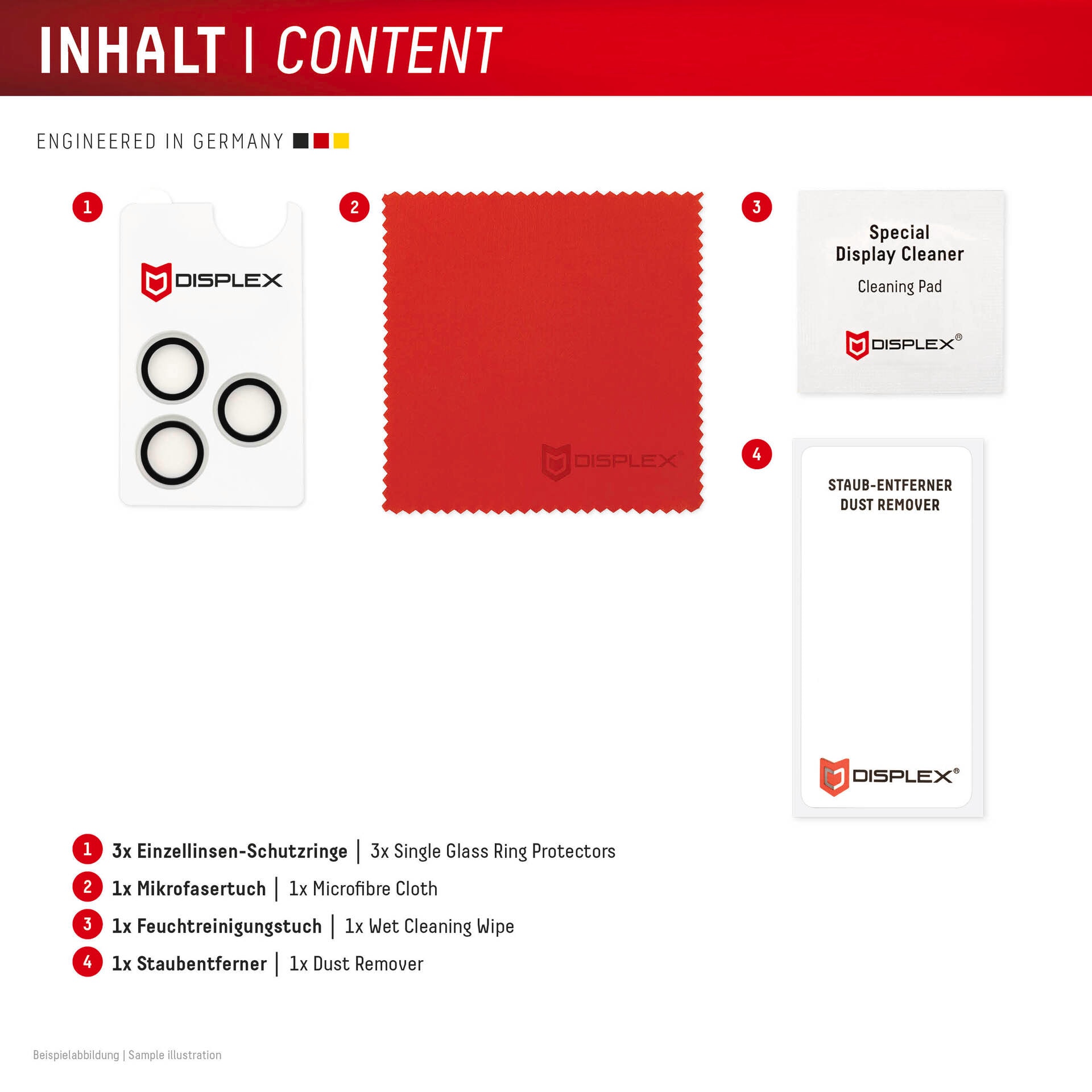 Displex Kameraschutzglas »Camera Lens Glass Single Glass Ring Protector« für Apple iPhone 15 Pro;Apple iPhone 15 Pro Max Packung, 2x Einzellinsen-Schutzringe,  Objektivschutz, Kameraschutz, kratz- & stossfest