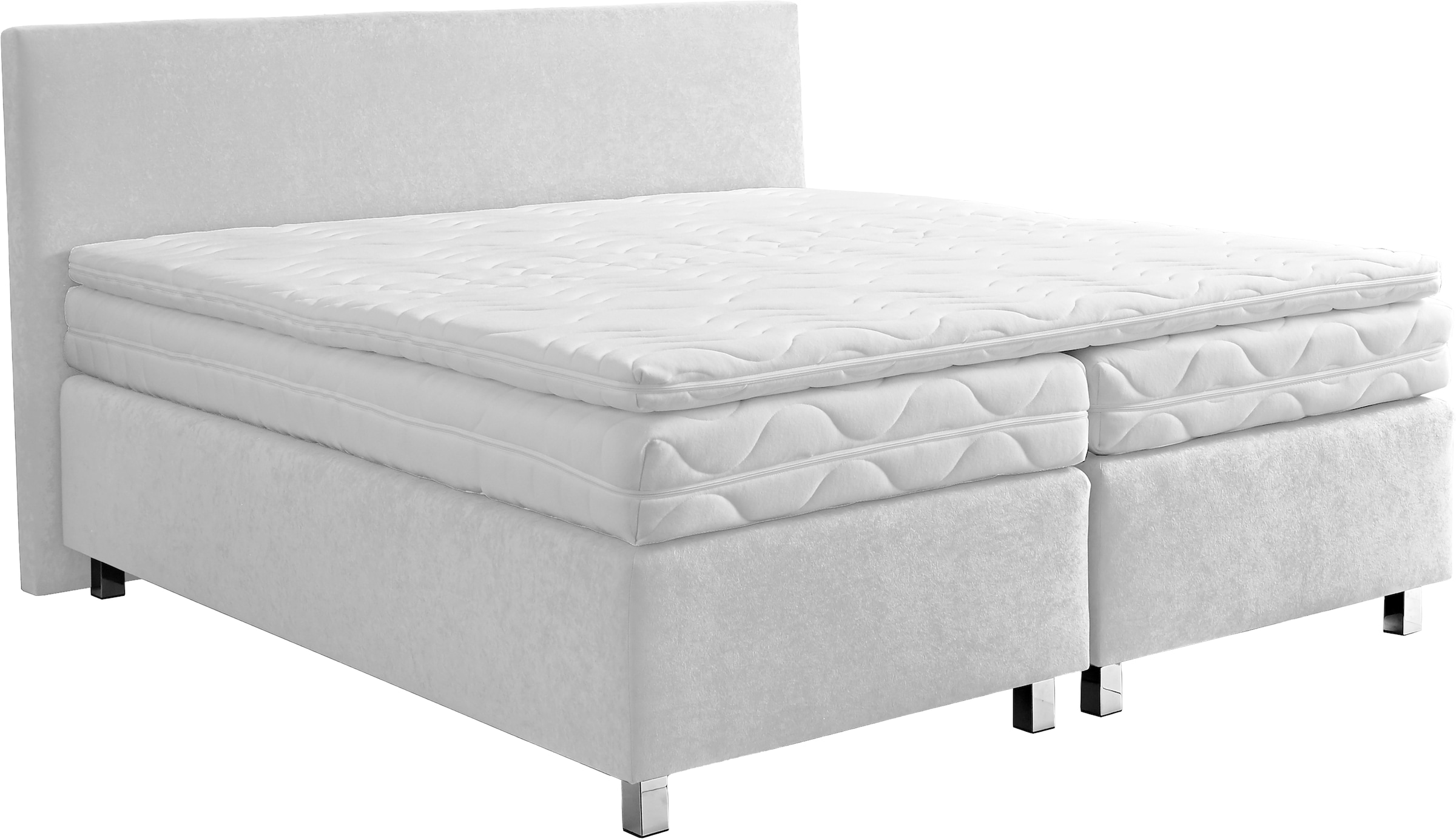 Westfalia Schlafkomfort Lit boxspring »Florenz in den Breiten 160x200, 180x200cm & 200x200cm« Pieds en métal chromé reprenant la forme de la tête de lit