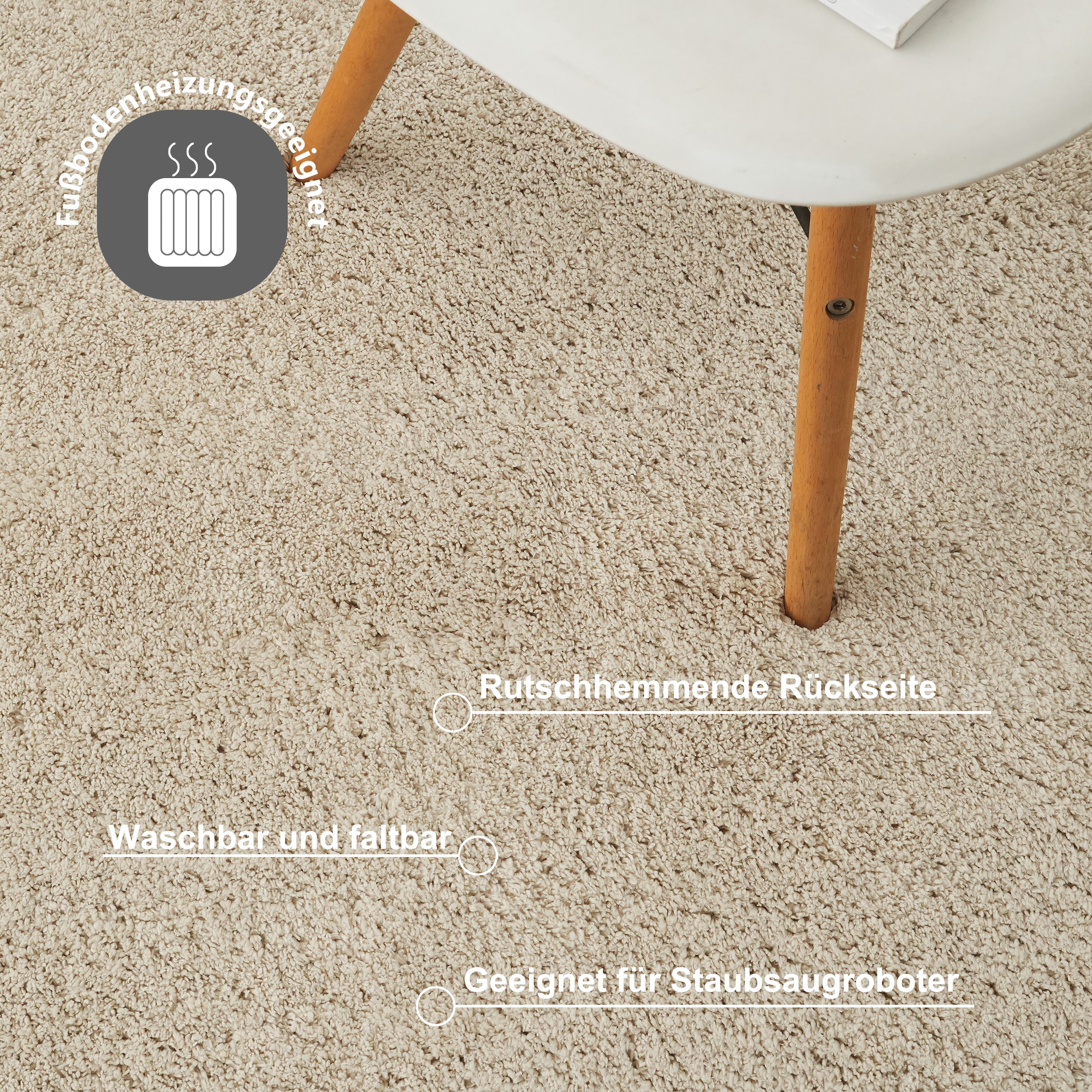 GOODproduct Tapis »Cali Shaggy« Rectangulaire 22 mm Höhe Couleurs unies, douillet & doux, lavable, salon, chambre