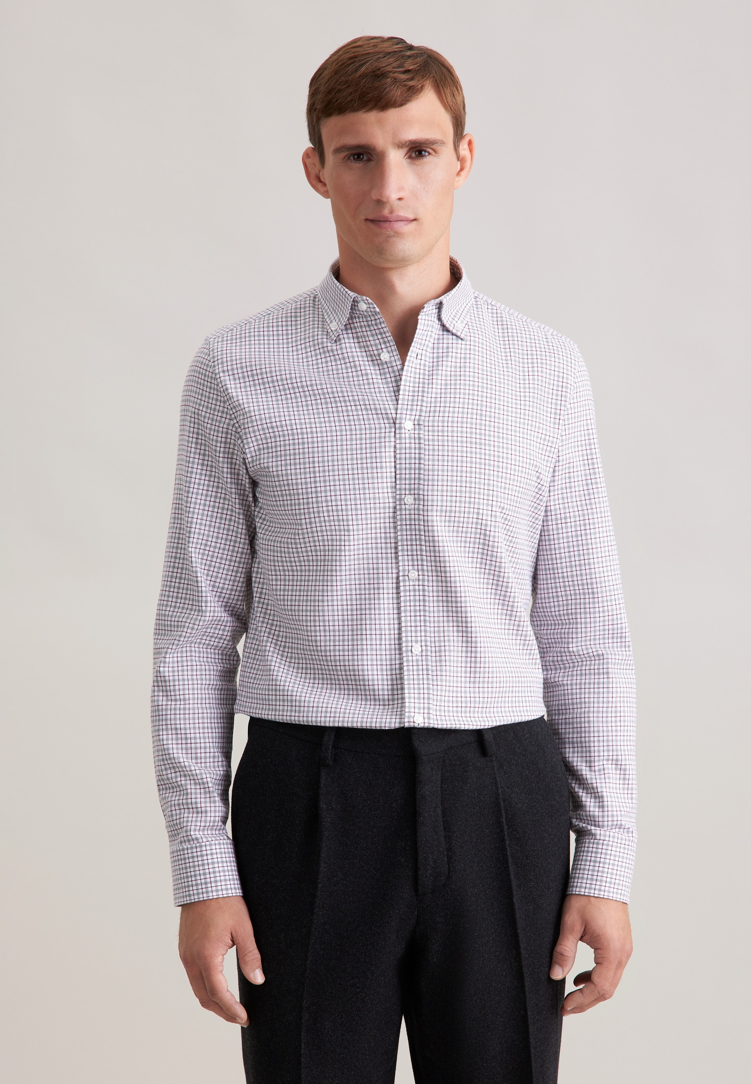 seidensticker Chemise en flanelle »Schwarze Rose« Slim 1/1 Button-Down-Kragen Karo