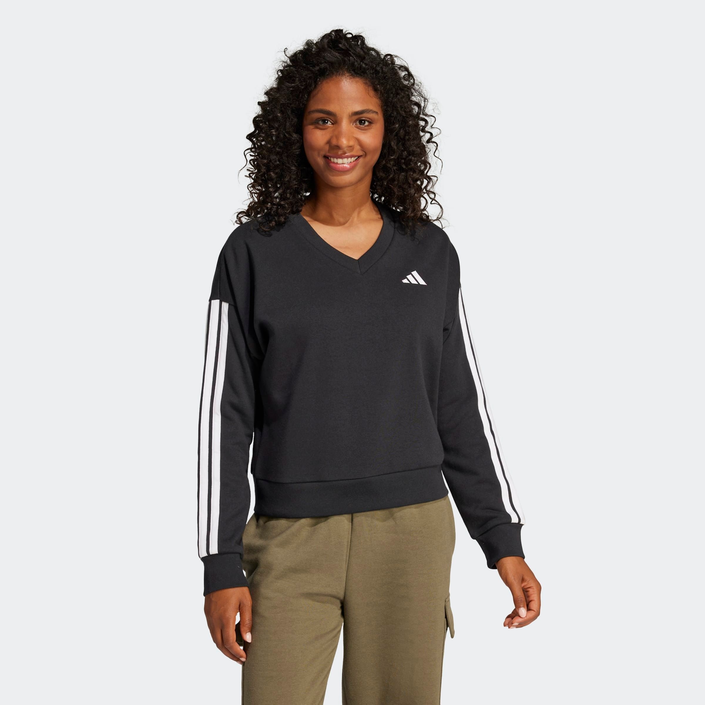 Image of adidas Sportswear Sweatshirt "ESSENTIALS 3-STREIFEN FRENCH TERRY V-AUSSCHNITT"