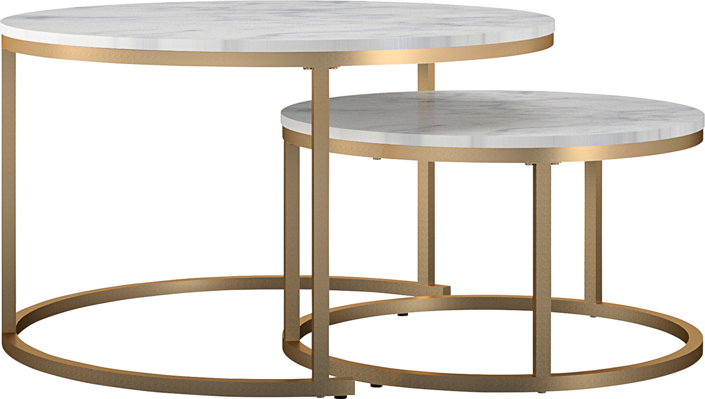 Image of GOODproduct Couchtisch "Amelia" Set, 2 Stk. tlg. 2 tlg., Tischplatte MDF Keramik-Optik, bronzefarbenes Metallgestell
