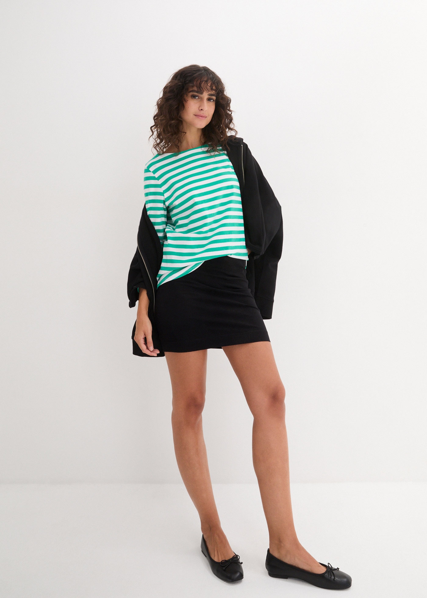 bonprix Jupe en jersey Packung, 2, 2 cuis aus Baumwolle und Elasthan, figurbetonte Passform, unifarben