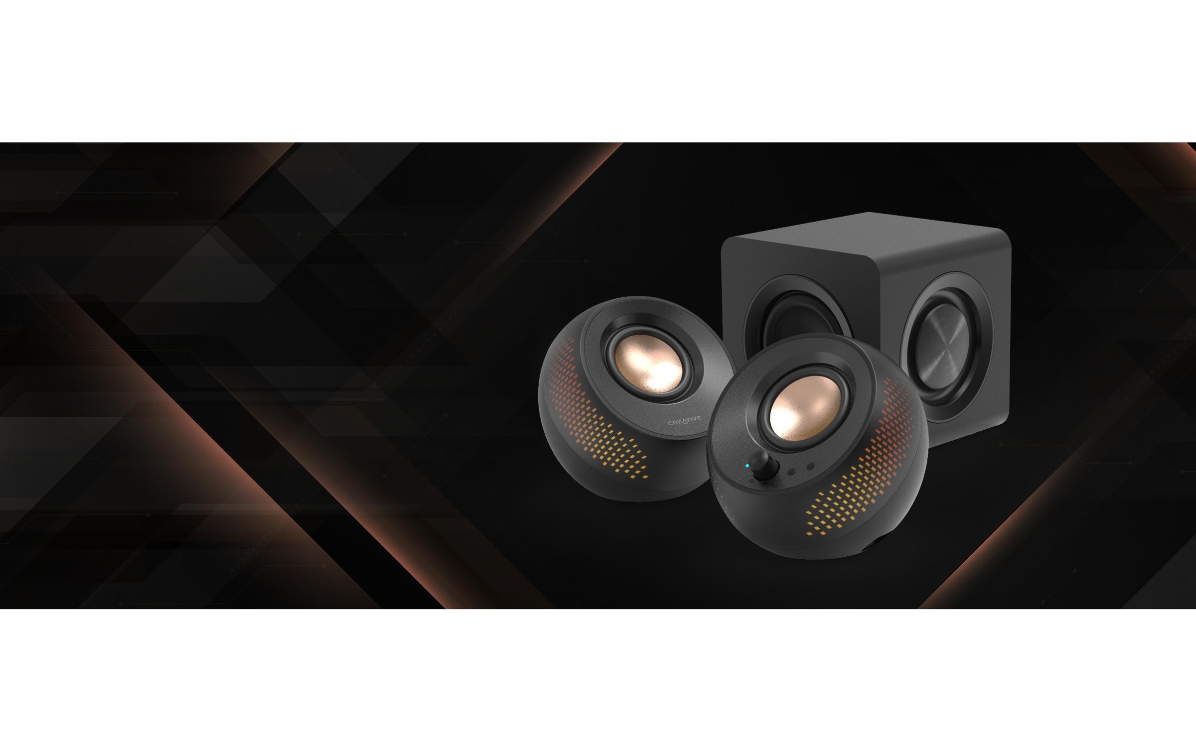 Creative PC-Lautsprecher »Pebble X Plus 2.1 USB-C Lautsprecher, Bluetooth 5.3, RGB-Beleuchtung« ( ) kabelloses Streaming, Computerlautsprecher mit Subwoofer