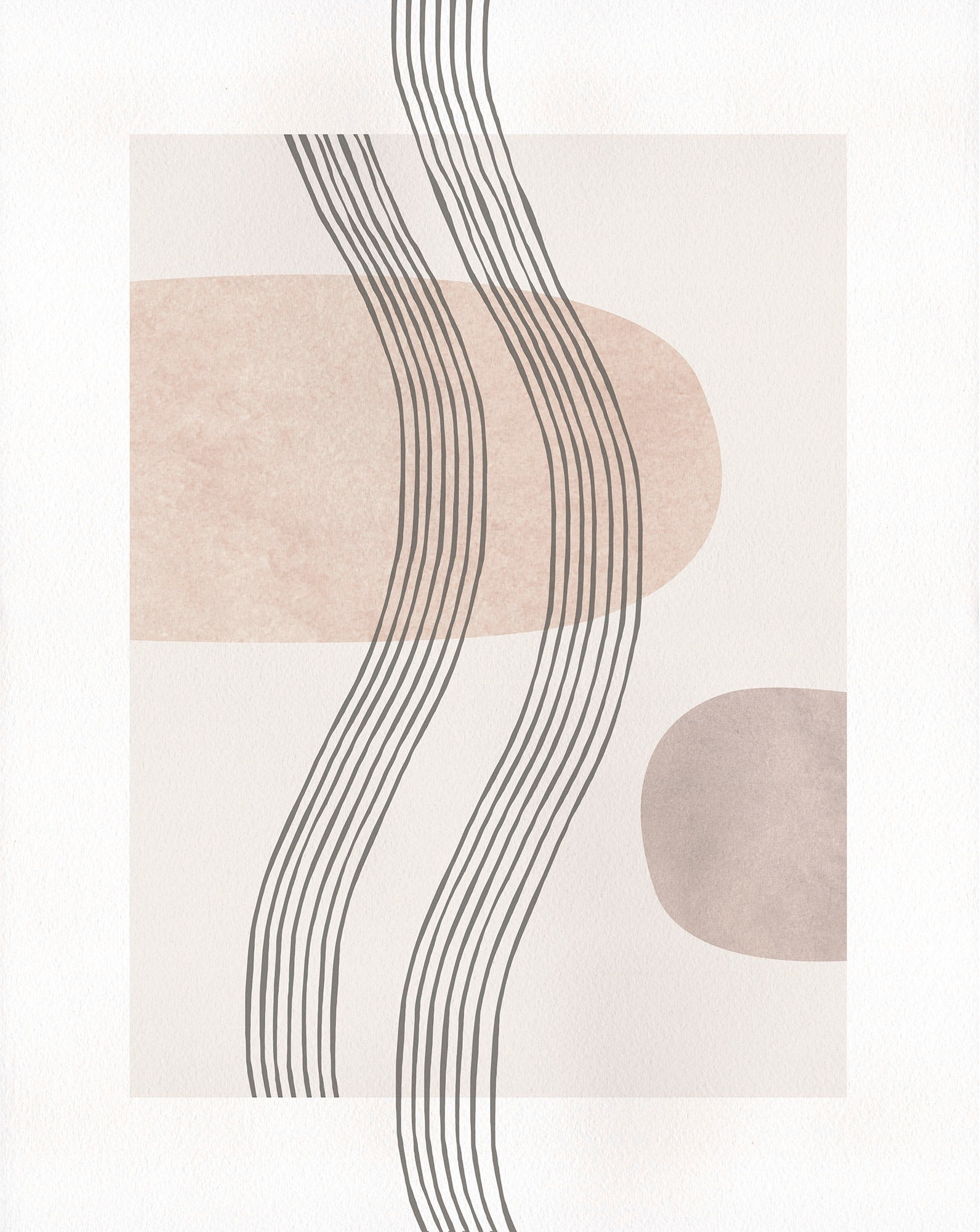 Image of Komar Bild "Line Art Waves" Natur 1 Stk. tlg. Wandbild zur Dekoration - ohne Rahmen