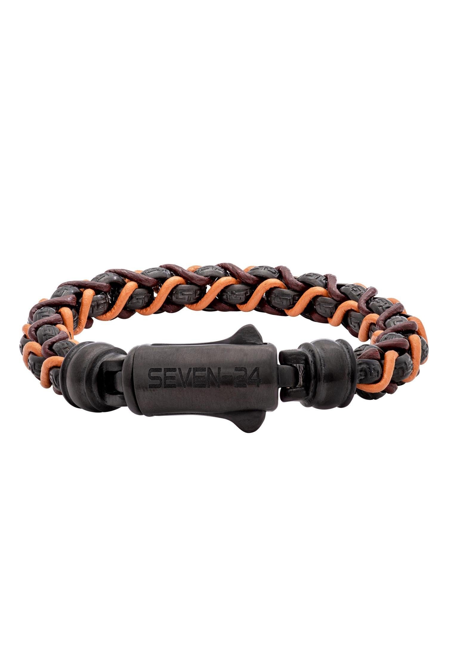 Armband »SEVEN-24,MS,ARMBAND,STAHL SCHWARZ,LEDER BRAUN,M/L, SVMS011-M, SVMS011-L«