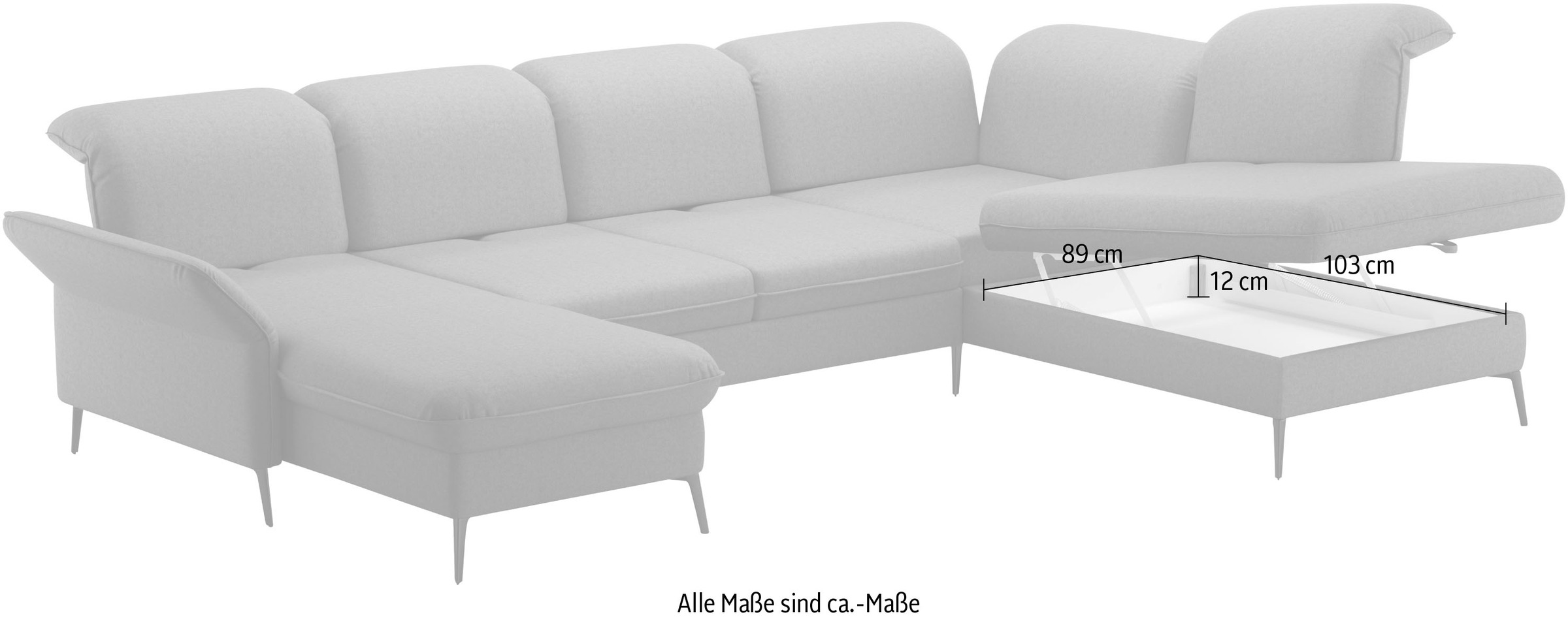 sit&more Wohnlandschaft »Emely, inkl. Sitztiefenverstellung«, wahlweise mit Bettfunktion,Bettkasten,Kopf- & Armteilverstellung