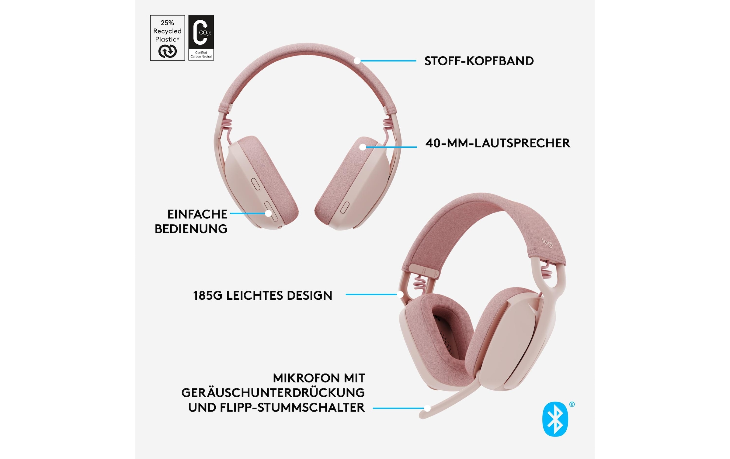 Logitech Headset »Headset Zone Vibe 100 rose«