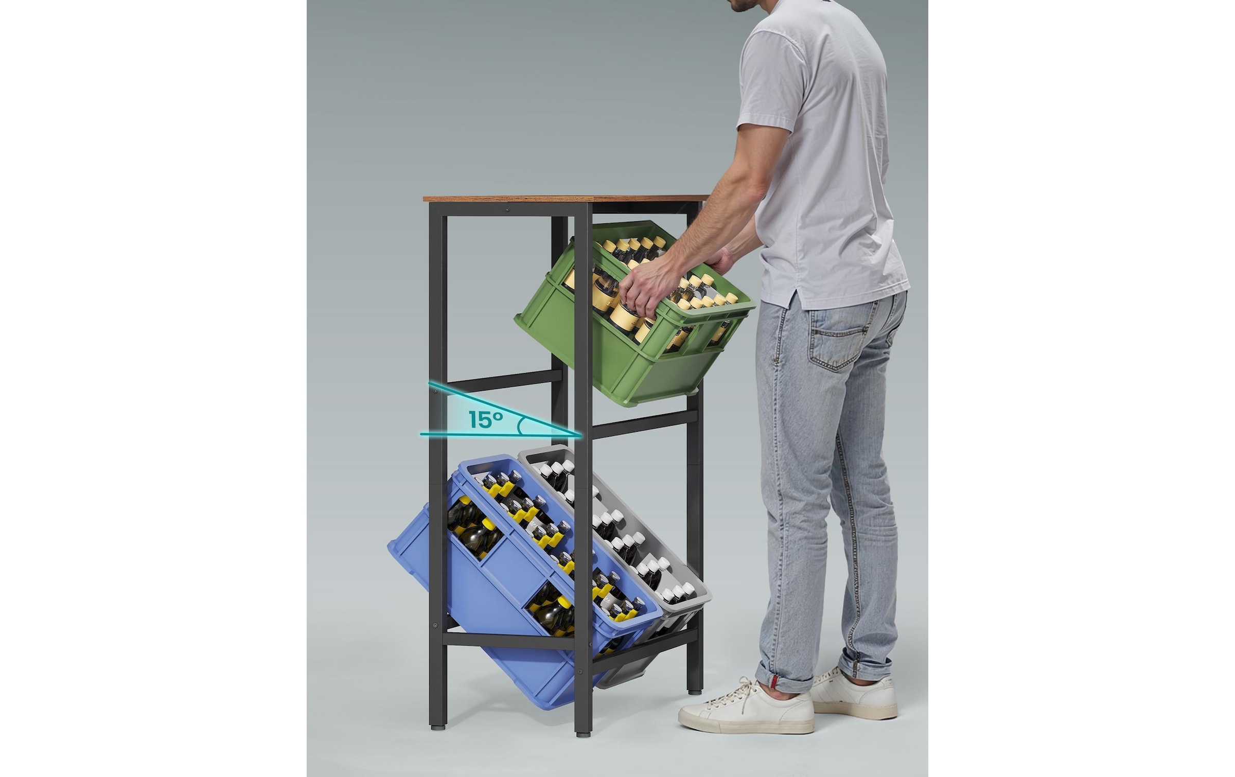 SONGMICS Étagère multi-usages Robustes Getränkekistenregal mit 2 Ebenen für 4 bis 6 Kisten