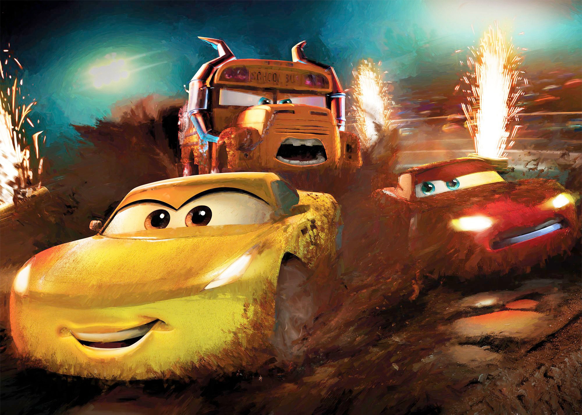 Image of Komar Vliestapete "Digitaldruck Vlies - Cars Dirt Track - Grösse 350 x 250 cm" bedruckt glatt Kinderzimmer