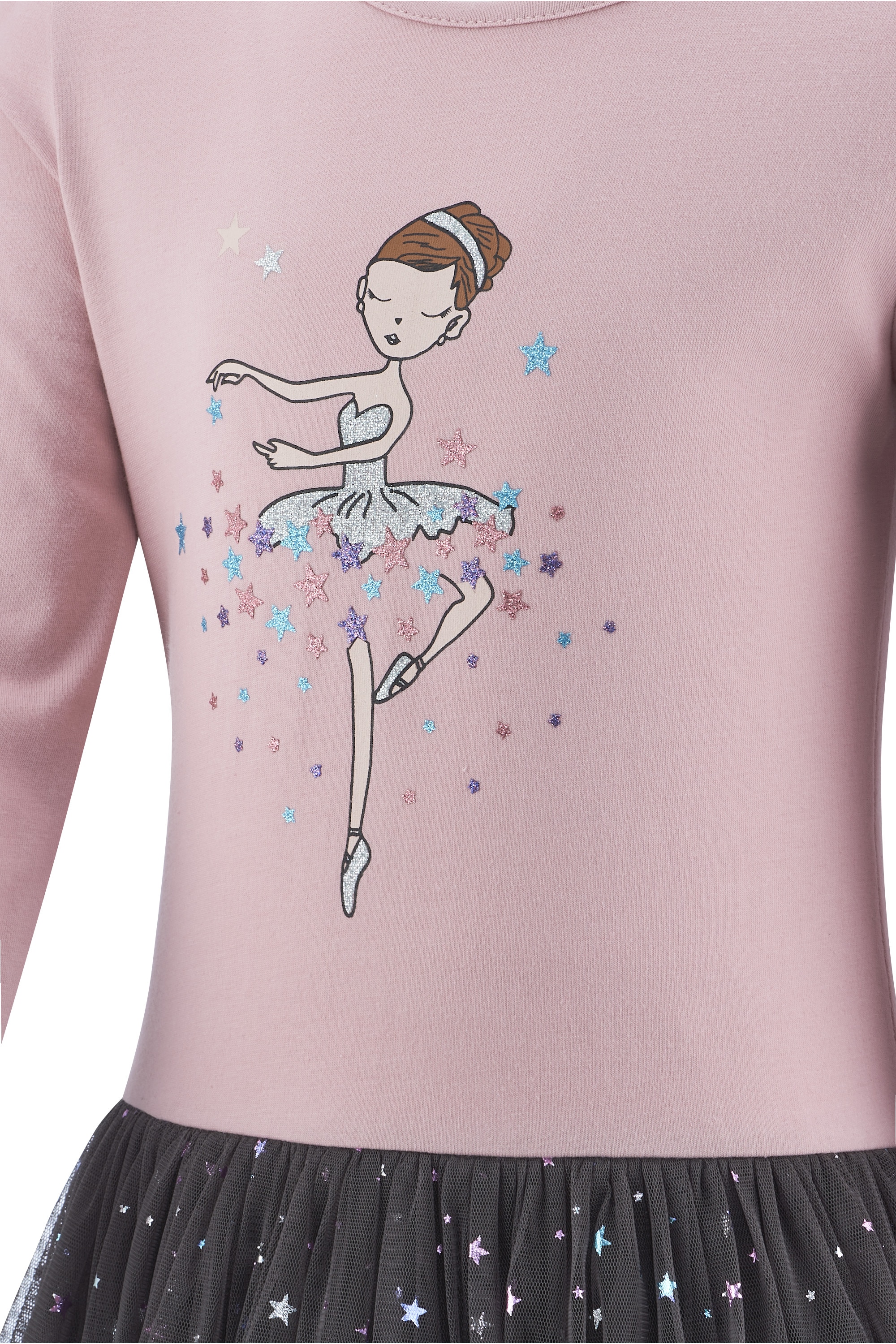 happy girls Jerseykleid Baumwolle mit Stretch, Tüllrock, Glitzerdetails