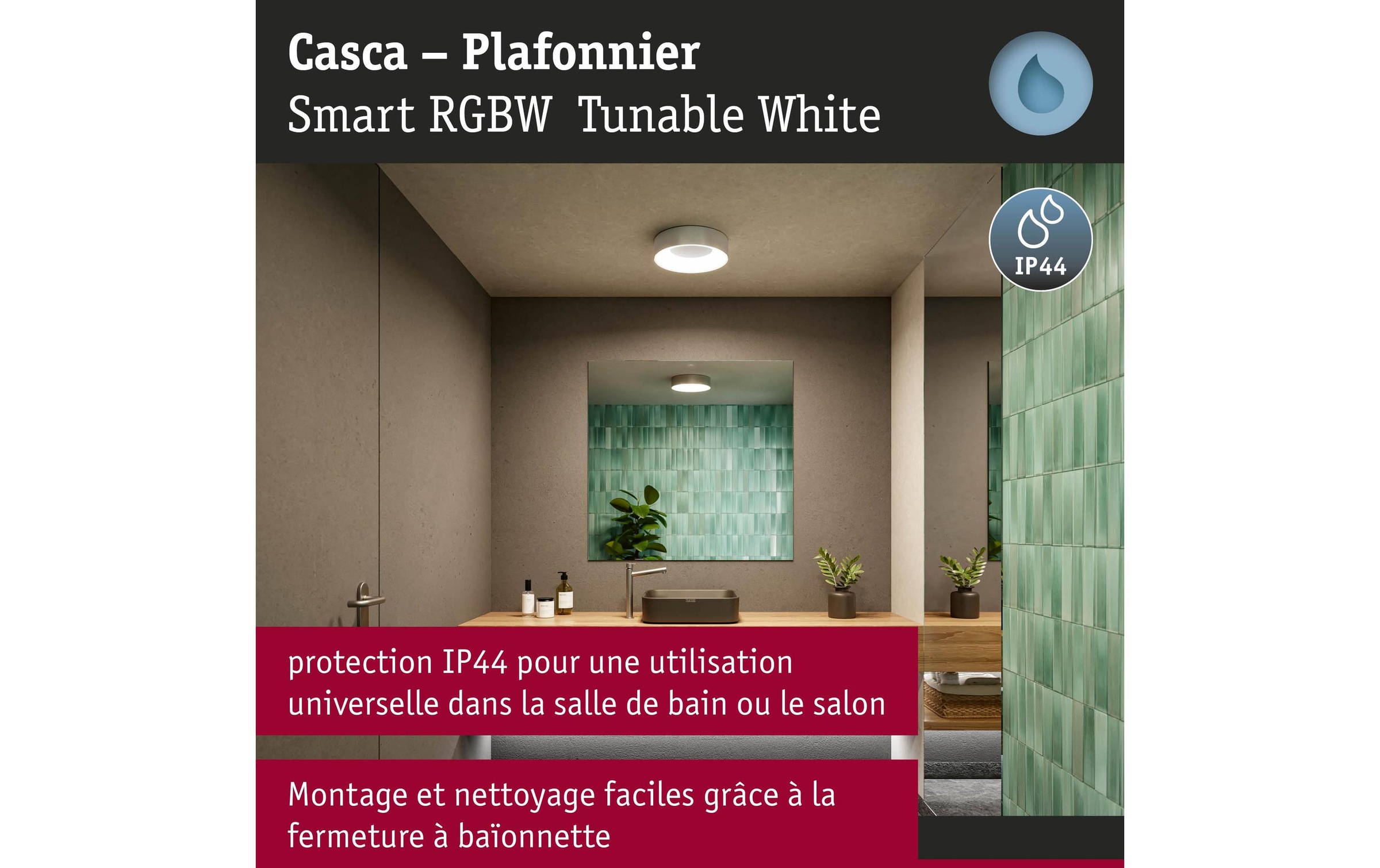Paulmann Deckenleuchte »Deckenleuchte Casca IP44, Alu matt« LED-Modul RGB | warmweiss - kaltweiss