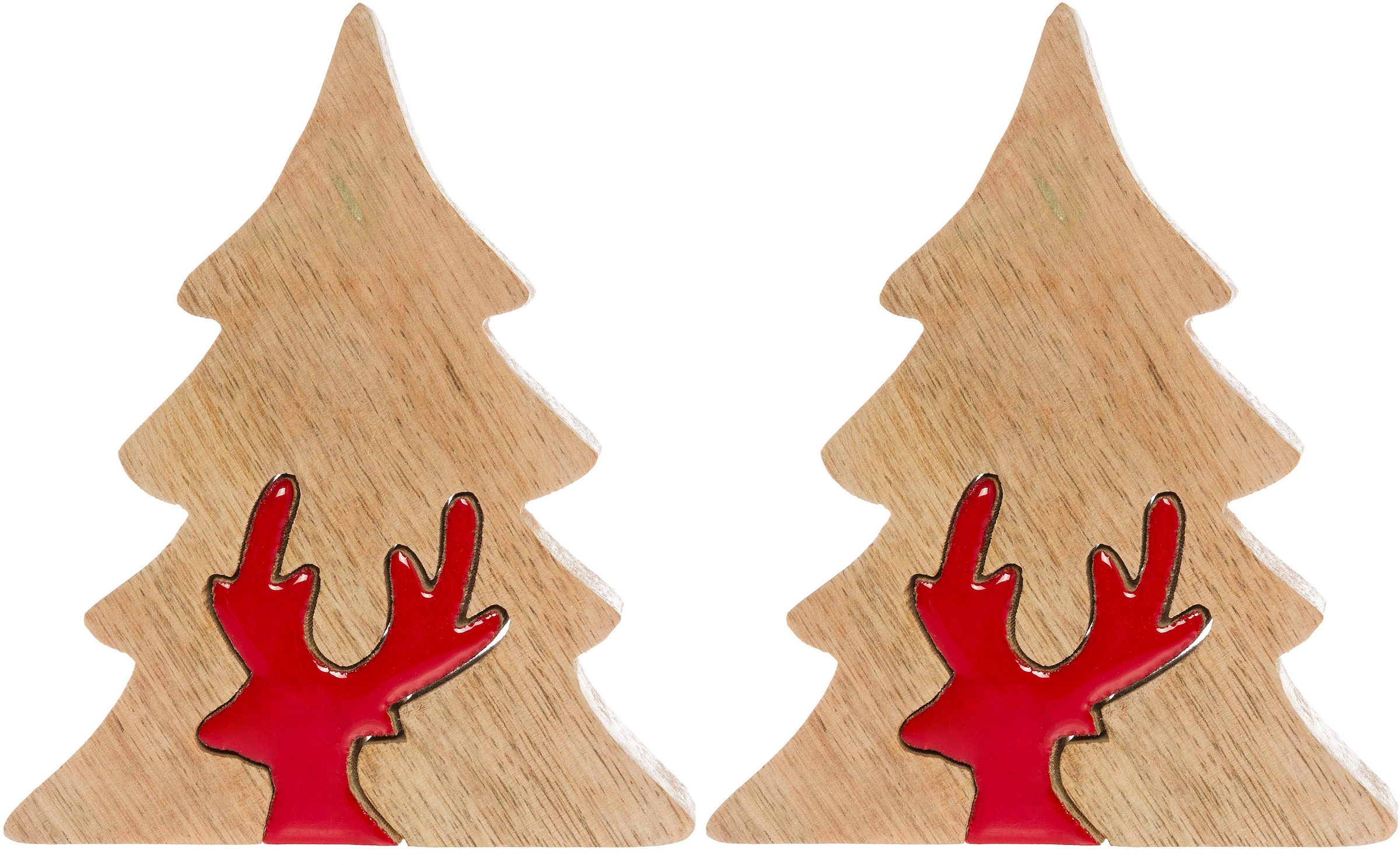 Image of Myflair Möbel & Accessoires Dekobaum "Deko Puzzle Baum, mit Rentier" Weihnachtsdeko aus Holz, Weihnachtsbaum, Höhe ca. 17 cm