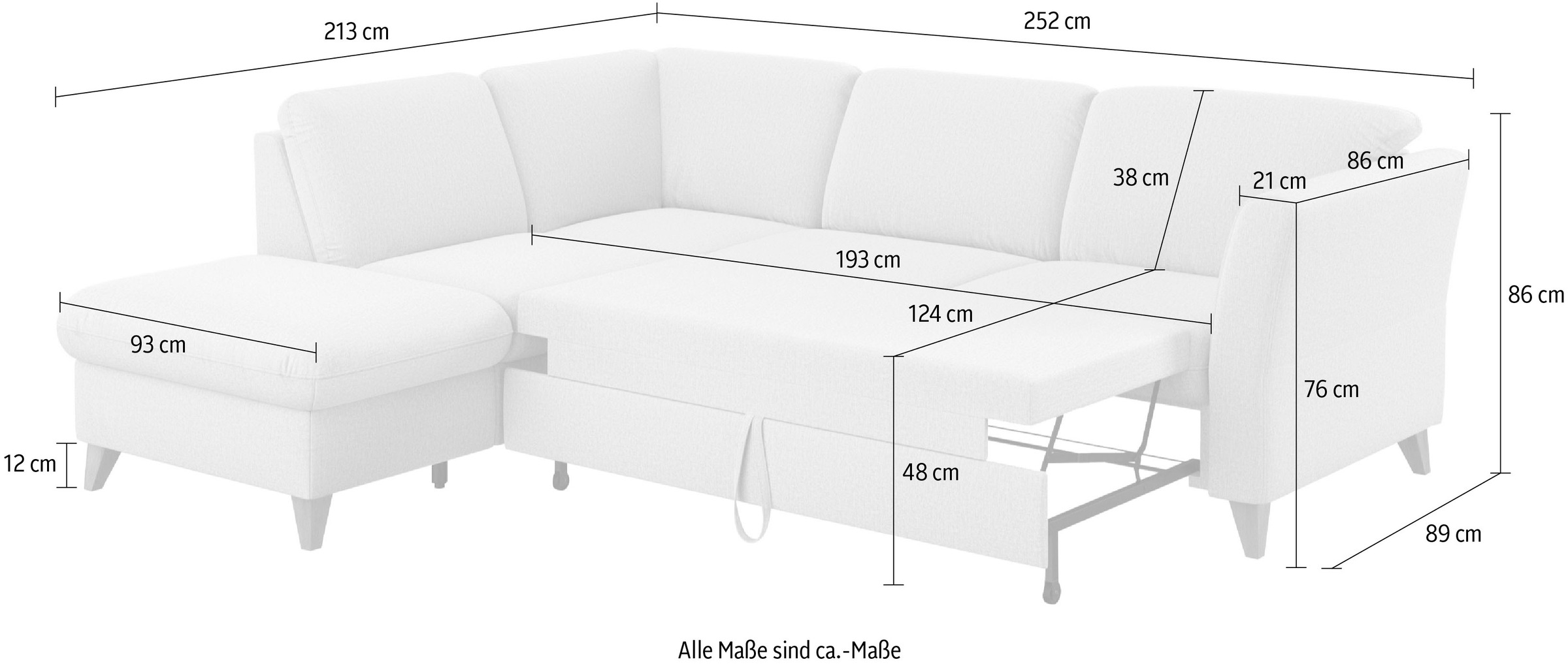 Home affaire Ecksofa »Trelleborg L-Form«, Federkern-Polsterung, wahlweise mit Bettfunktion und Stauraum