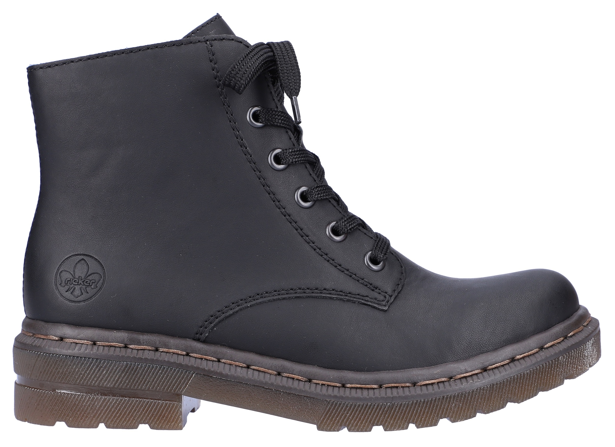 Rieker Bottines à lacets  , bottine à lacets, talon bloc, avec embossage logo