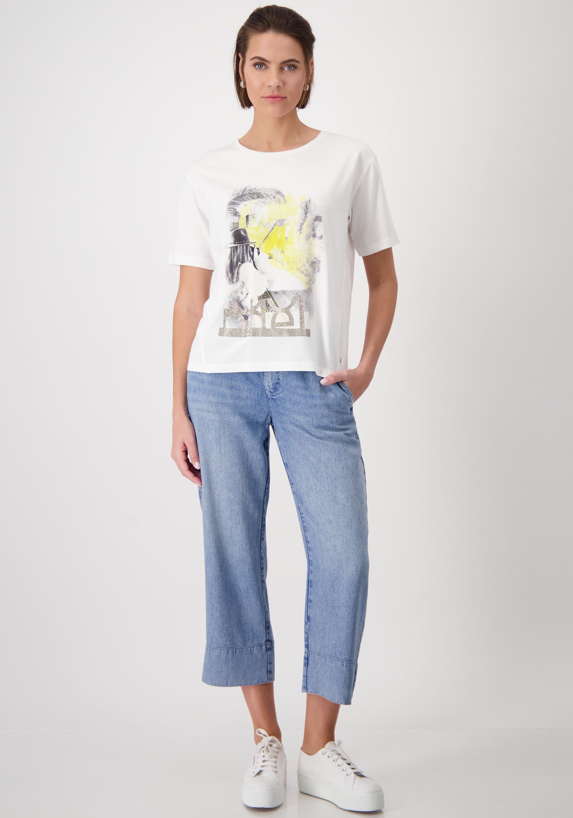 Monari Rundhalsshirt, mit Frontprint