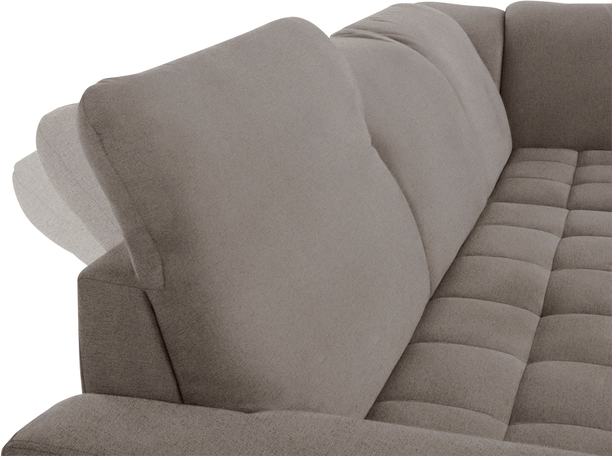 DOMO collection Ecksofa »Franzi, zeitlos und elegant, moderne Sitzheftung, L-Form«, wahlweise mit Kopfteilverstellung (dann Breite: 275 cm)