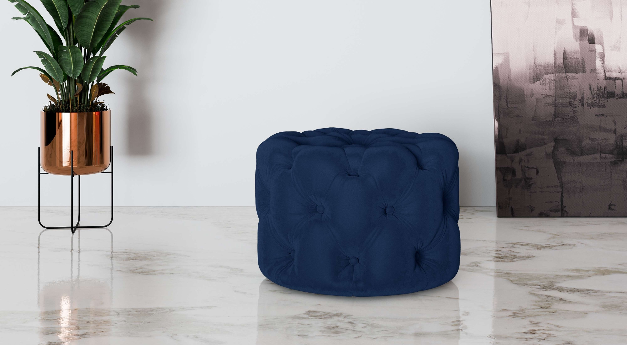 Home affaire Hocker »FOLLINA« Polsterhocker mit klassischer Chesterfield-Knopfheftung