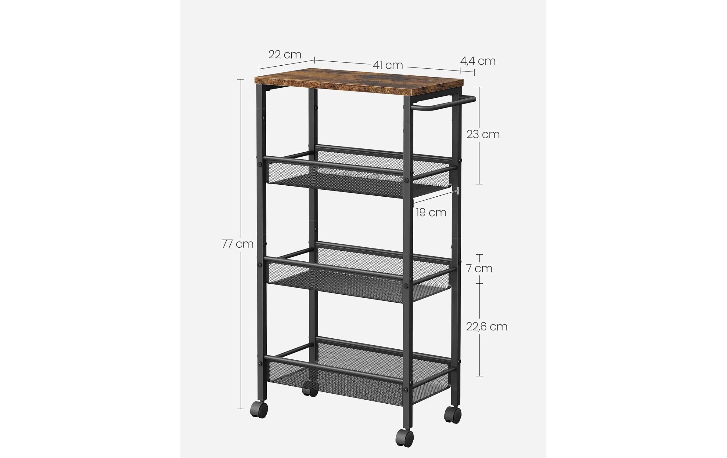 VASAGLE Chariot à roulettes »Industrial 45.4 x 77 x 13 cm«