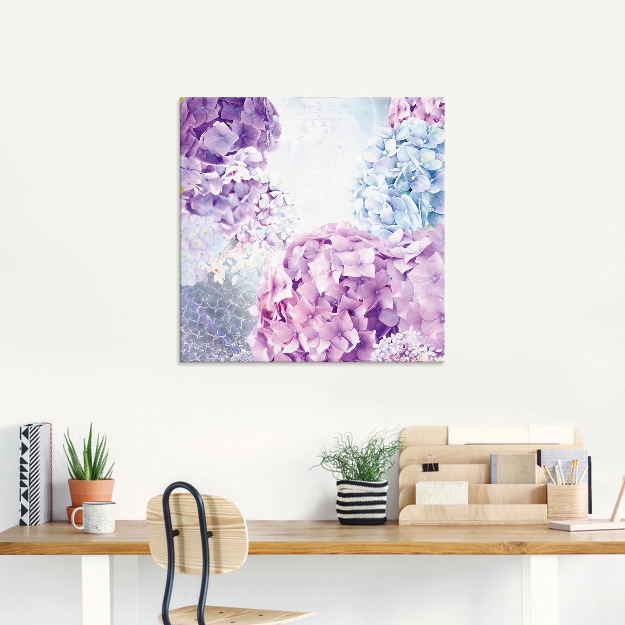 Artland Glasbild »Blau und Pink Hortensie« Blumen 1 Stk. tlg. in verschiedenen Grössen