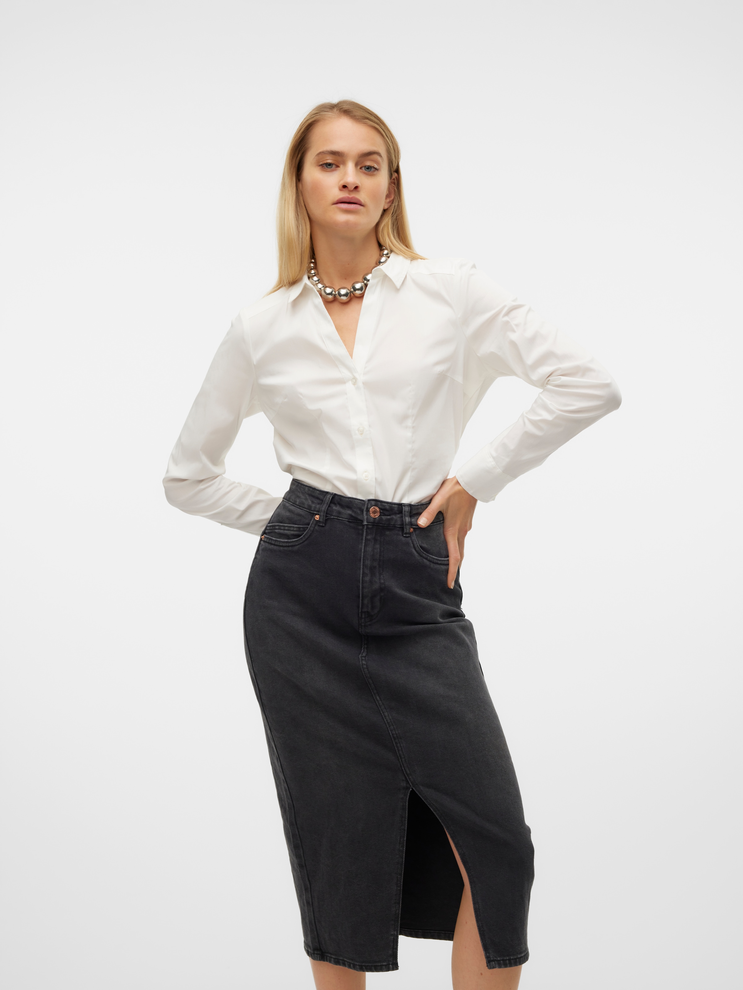 Vero Moda Blusenbody »VMLADY L/S G-STRING SHIRT WVN NEW NOOS«