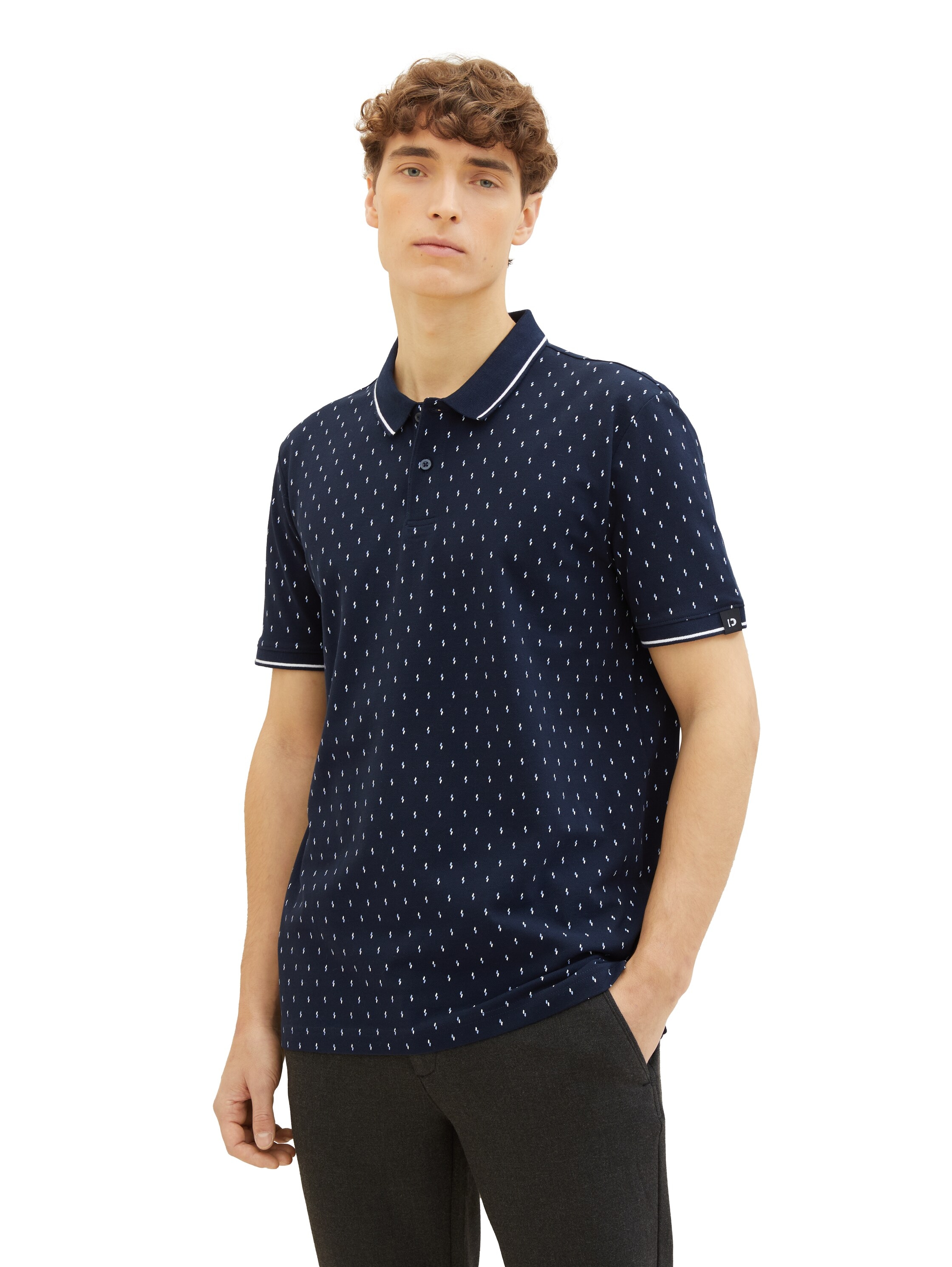 Poloshirt, mit Minimal-Print und aus reiner Baumwolle