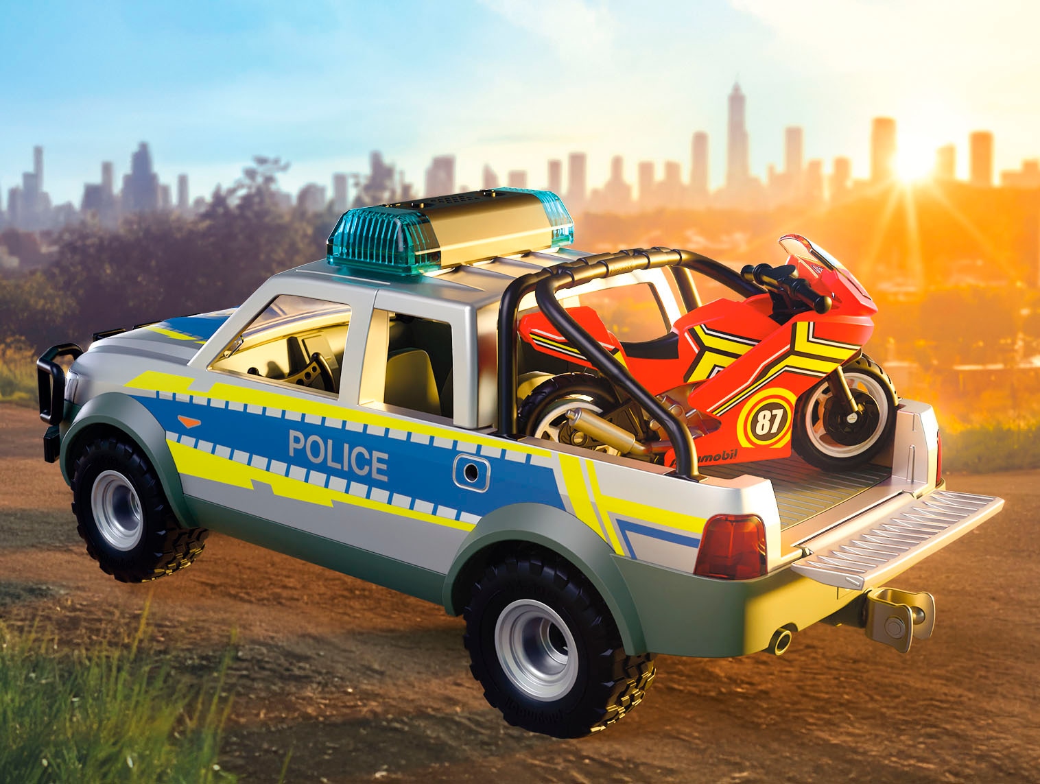 Playmobil® Konstruktions-Spielset »Verfolgungsjagd mit Polizei Pick-Up (71875), Action Heroes« mit Licht und Sound; Made in Europe