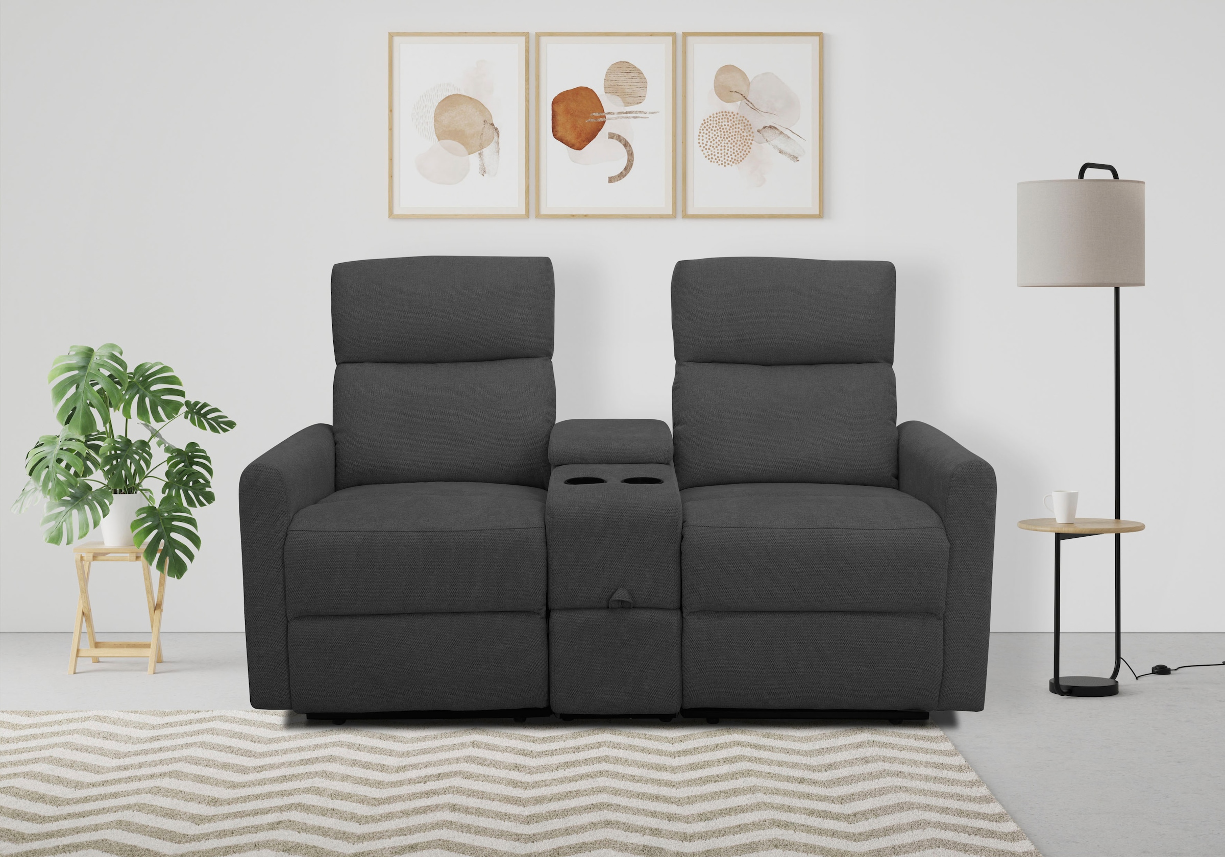 Home affaire 2-Sitzer »Daoulas, 2er-Kinosofa, TV-Sessel, Multimedia-Sofa«, Kinosofa mit Relaxfunktion, Getränkehalter und Stauraum