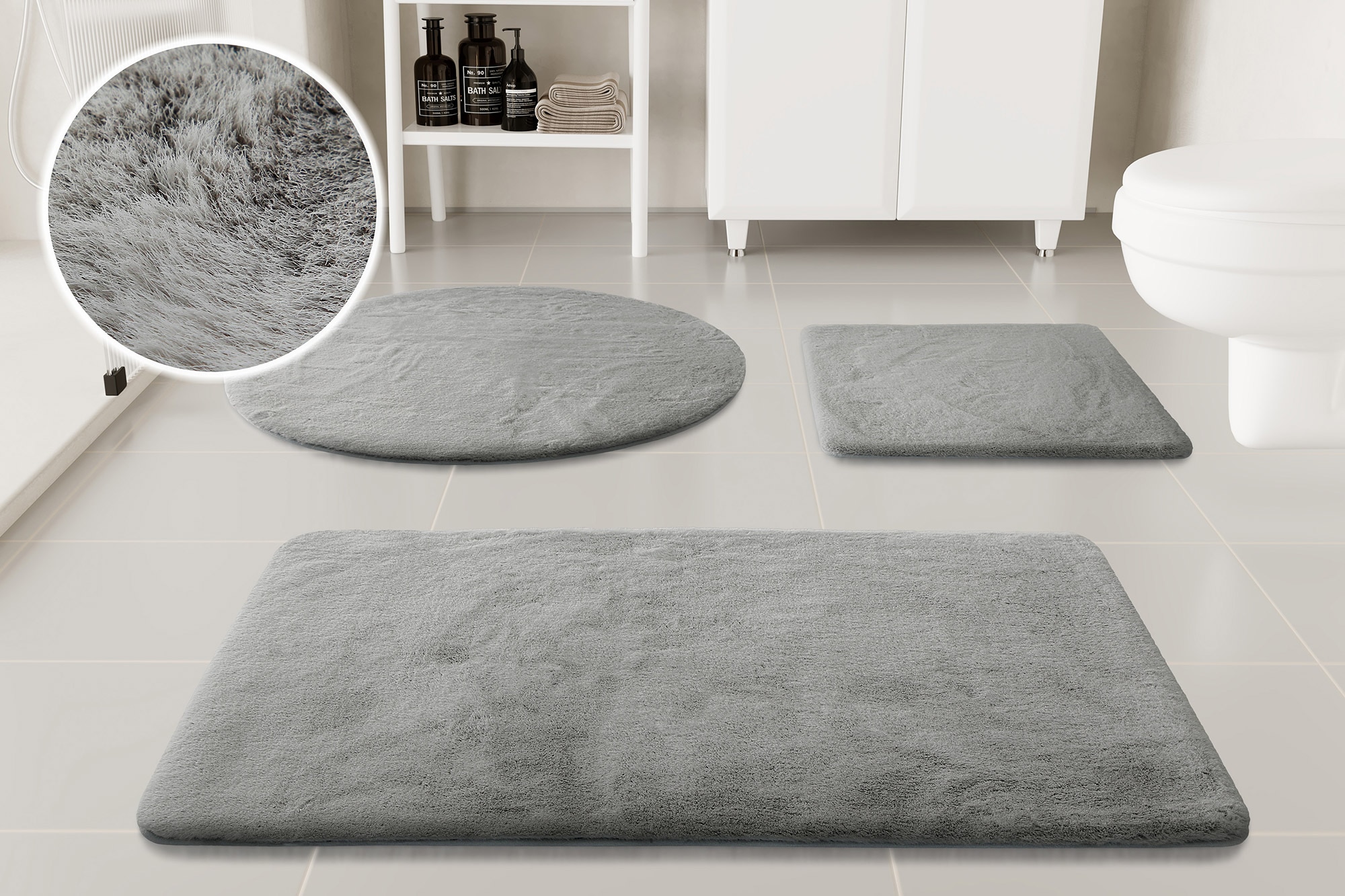 GOODproduct Tapis de bain »Lennja« Höhe 25 mm Badteppich, getuftet, Uni, antirutsch, flauschig  wie Kaninchenfell