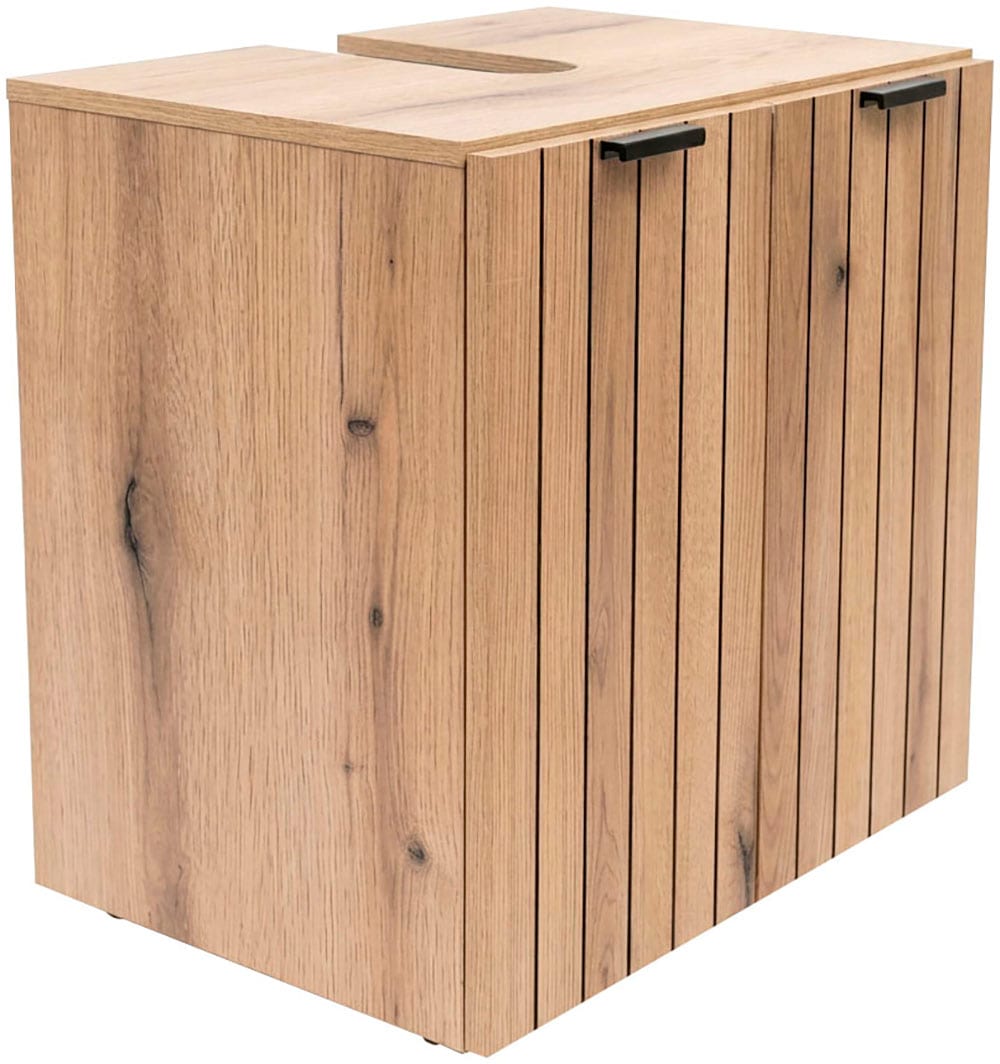 GOODproduct Waschbeckenunterschrank »Baltrum« Breite 60 cm dekorative Lamellenoptik