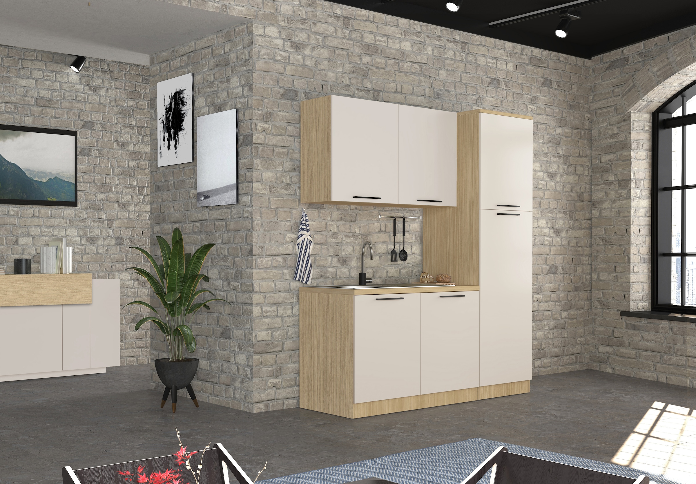 KOCHSTATION Meuble évier »Luna, Unterschrank für Spüle, Küchenspülenschrank, Made in  Italy« B/T/H: 120×60×85 cm, inklusive Einbauspüle und Siphon