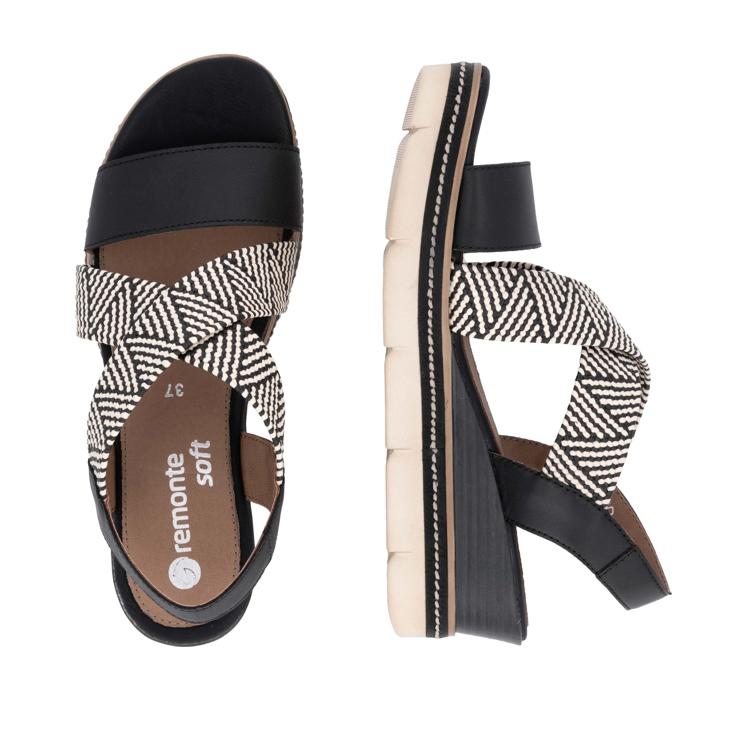 Remonte Sandales compensées  , Riemchensandale, Sommerschuh, Bequemschuh mit Muster