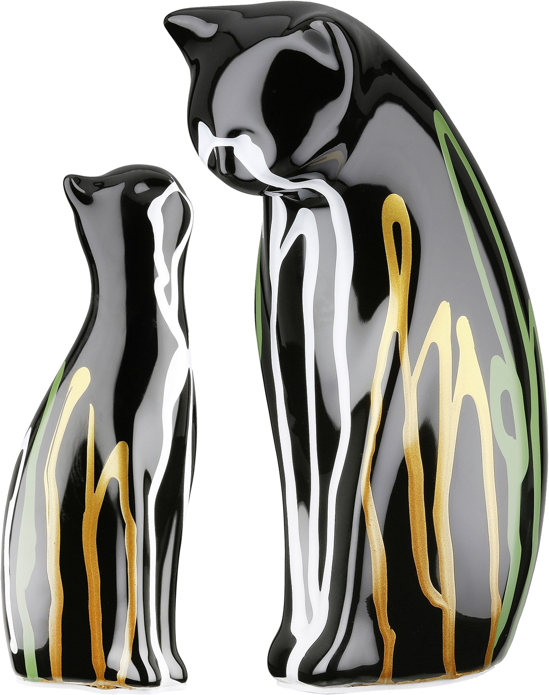 Image of GILDE Skulptur "2tlg. Set Figur Katze Scuro schwarz" Tierfigur Wohnaccessoire Designkatze dekorativ Sammlerfigur
