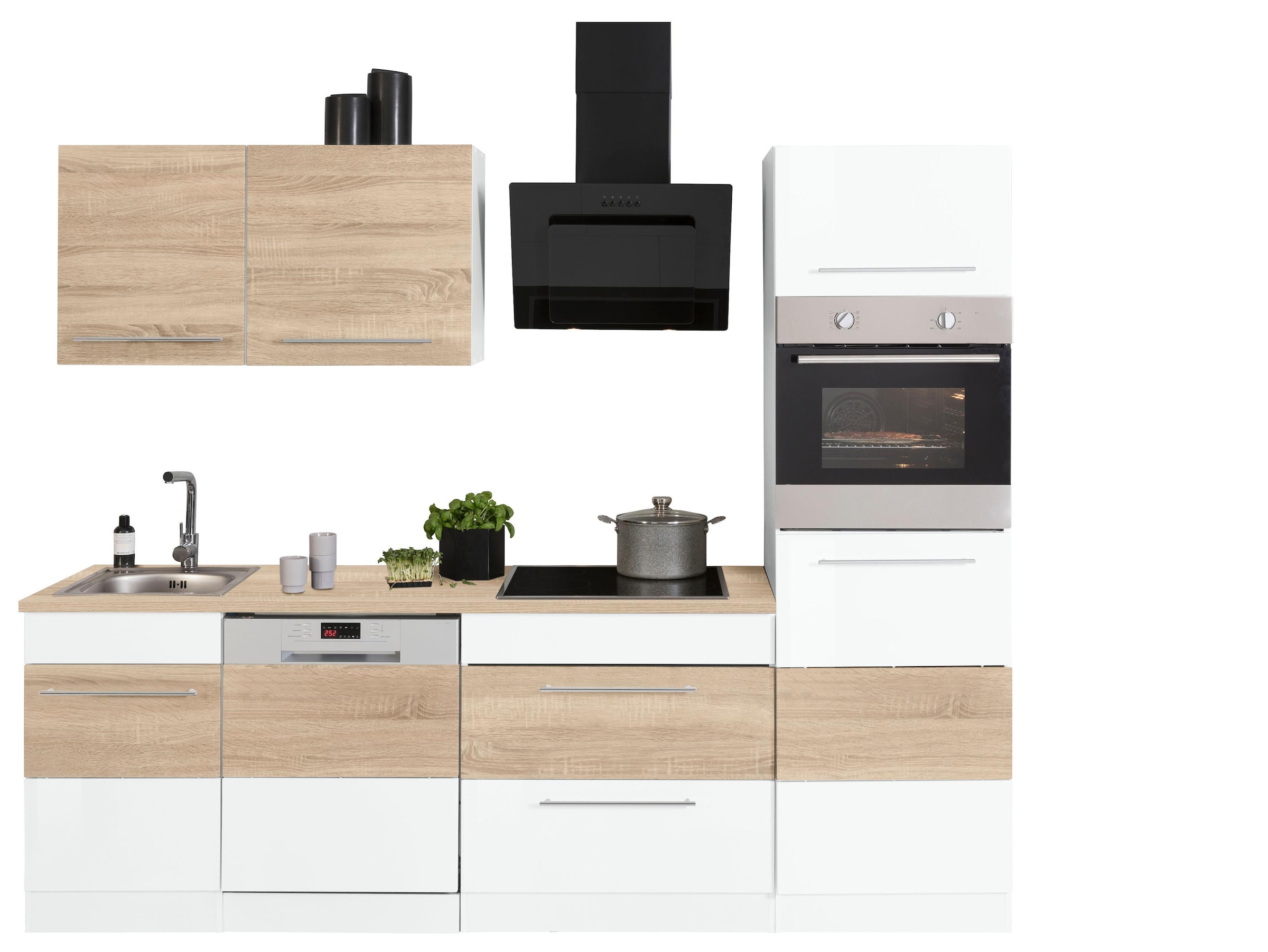 KOCHSTATION Kitchenette »KS-Trient« Largeur 250 cm, au choix avec appareils électriques, avec plan de travail