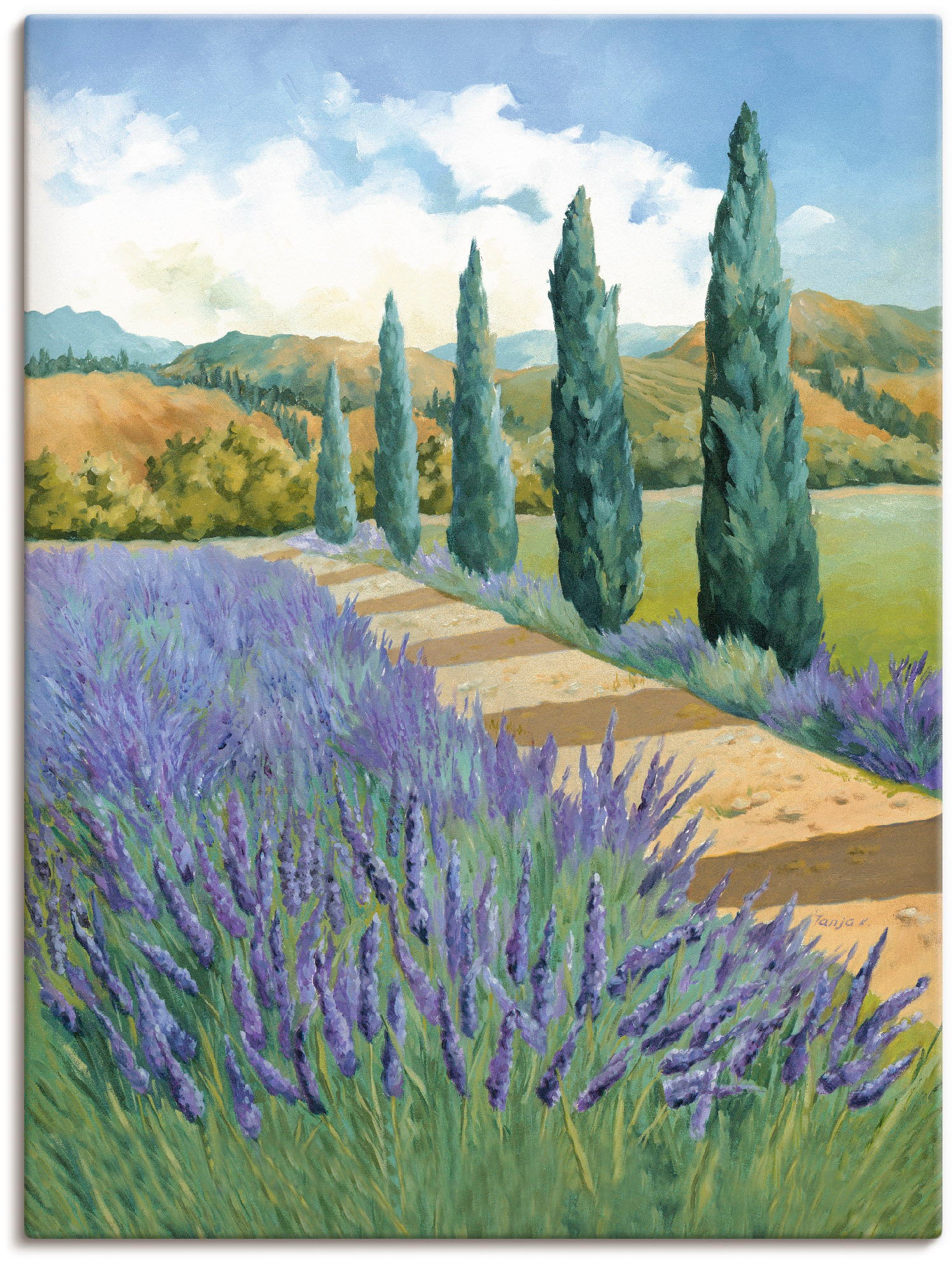 Image of Artland Wandbild »Weg durchs Lavendelfeld«, Felder, (1 St.), in vielen Grössen & Produktarten - Alubild / Outdoorbild für den Aussenbereich, Leinwandbild, Poster, Wandaufkleber / Wandtattoo auch für Badezimmer geeignet bei Ackermann Versand Schweiz